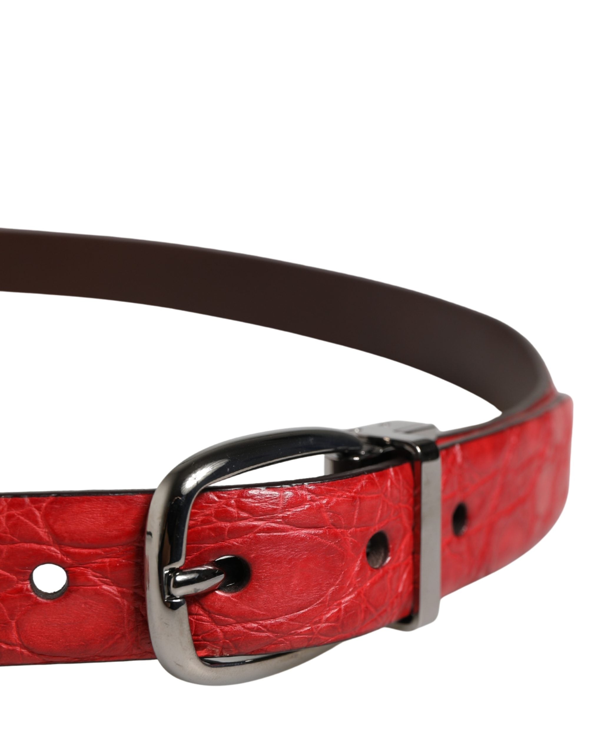 Cinturón Dolce & Gabbana para hombre de cuero exótico rojo con hebilla metálica