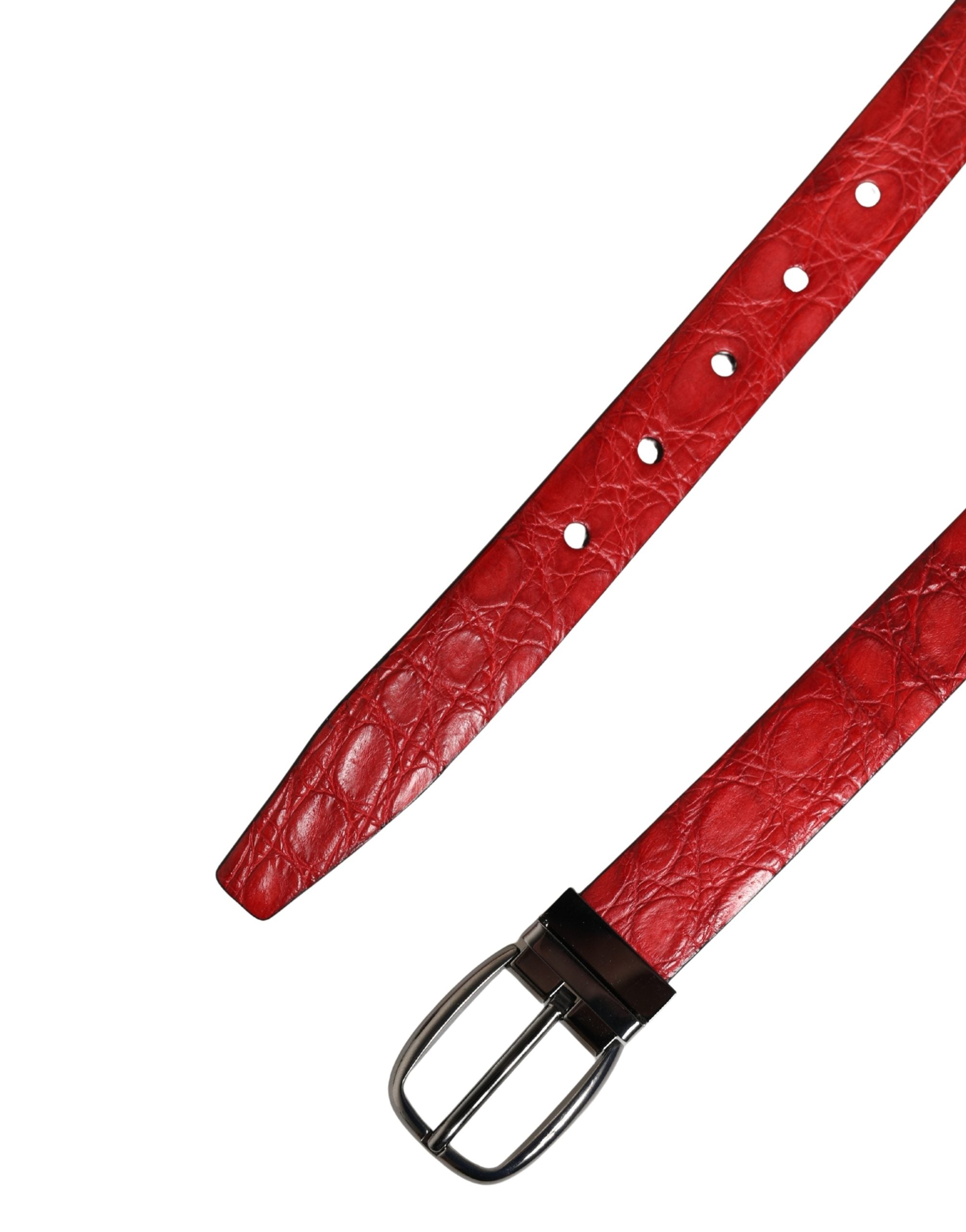 Cinturón Dolce & Gabbana para hombre de cuero exótico rojo con hebilla metálica