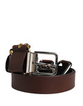 Cinturón clásico de cuero marrón con hebilla metálica para hombre Dolce & Gabbana