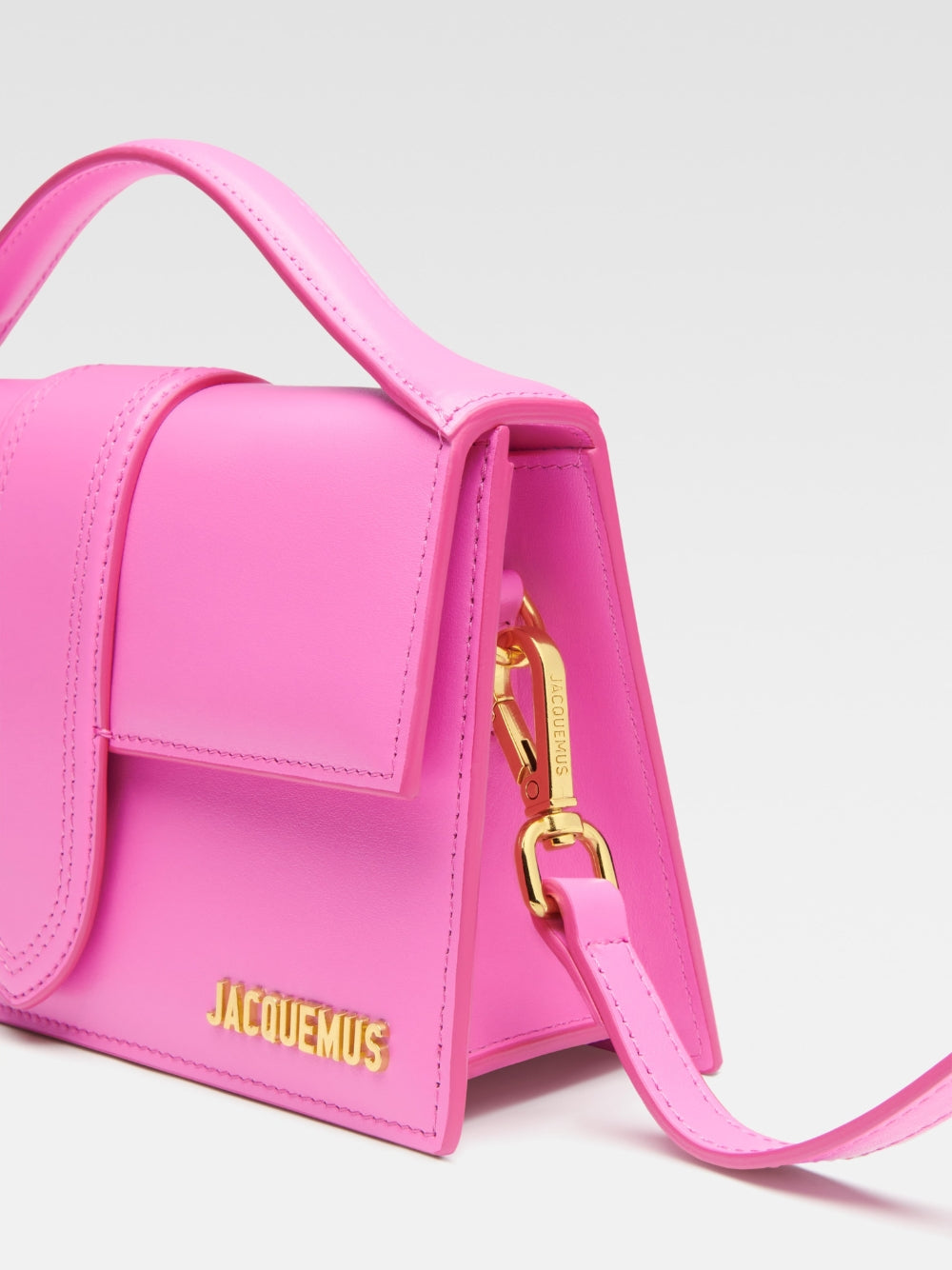Bolso Jacquemus Le Grand Bambino de Cuero Rosa Neón
