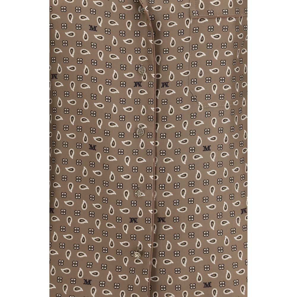 Max Mara Brown Silk Pattern Shirt