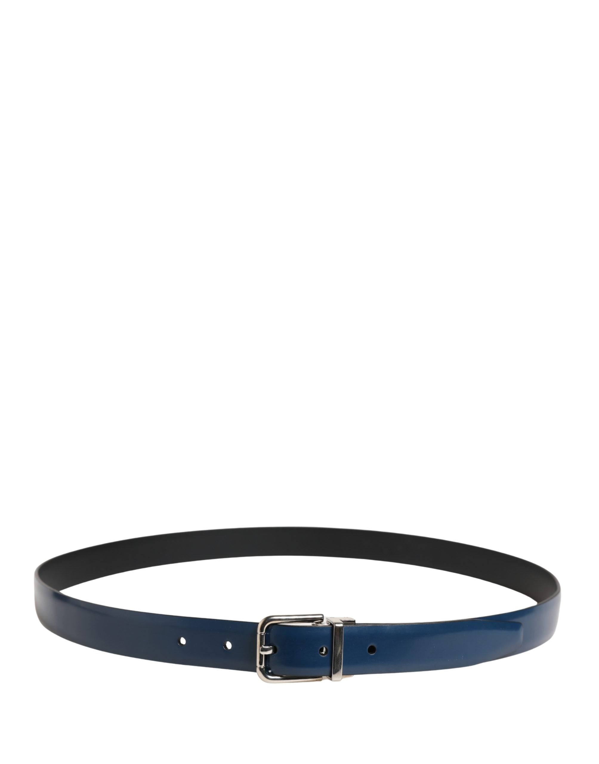 Cinturón de piel azul clásico con hebilla metálica Dolce & Gabbana para hombre