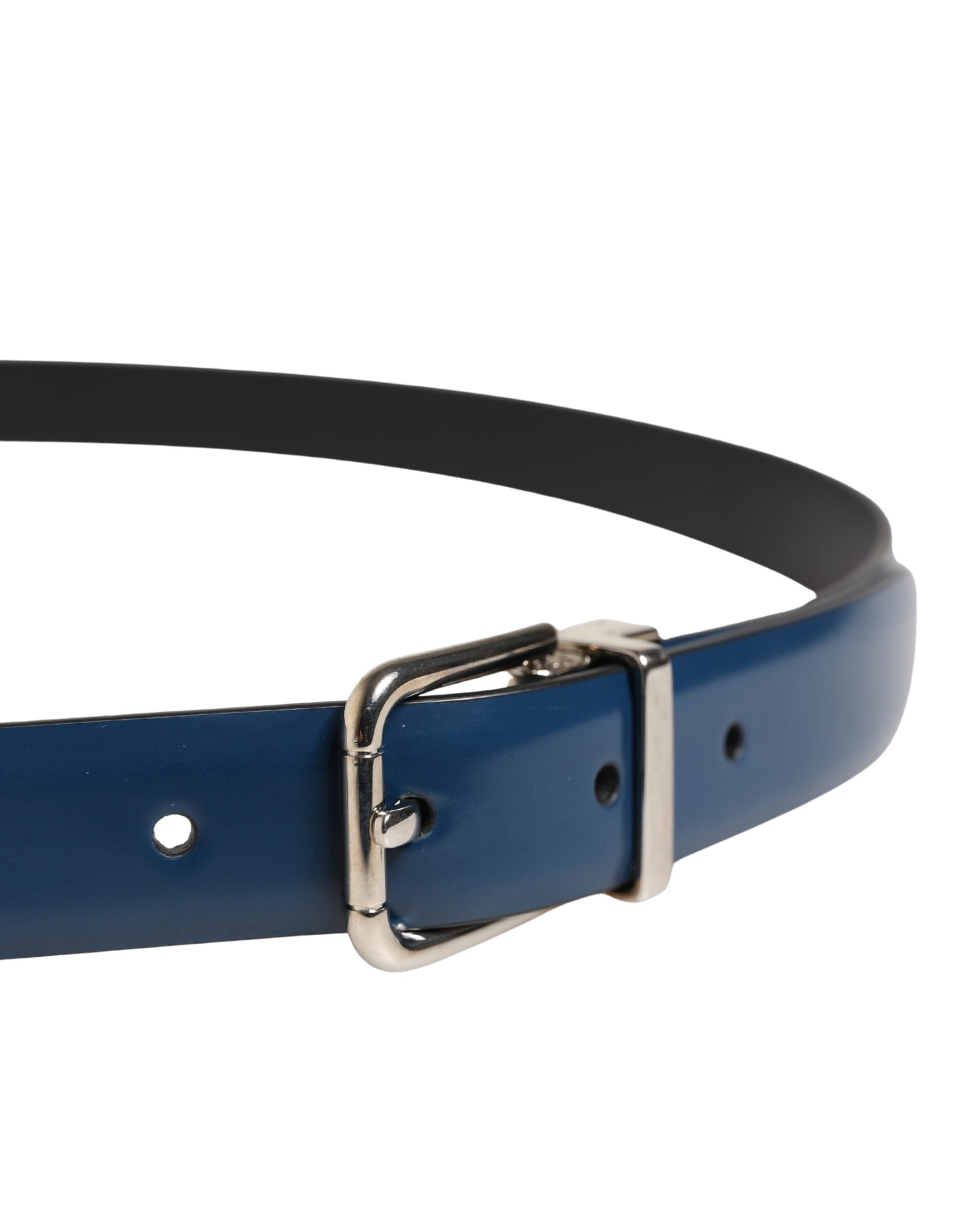 Cinturón de piel azul clásico con hebilla metálica Dolce & Gabbana para hombre