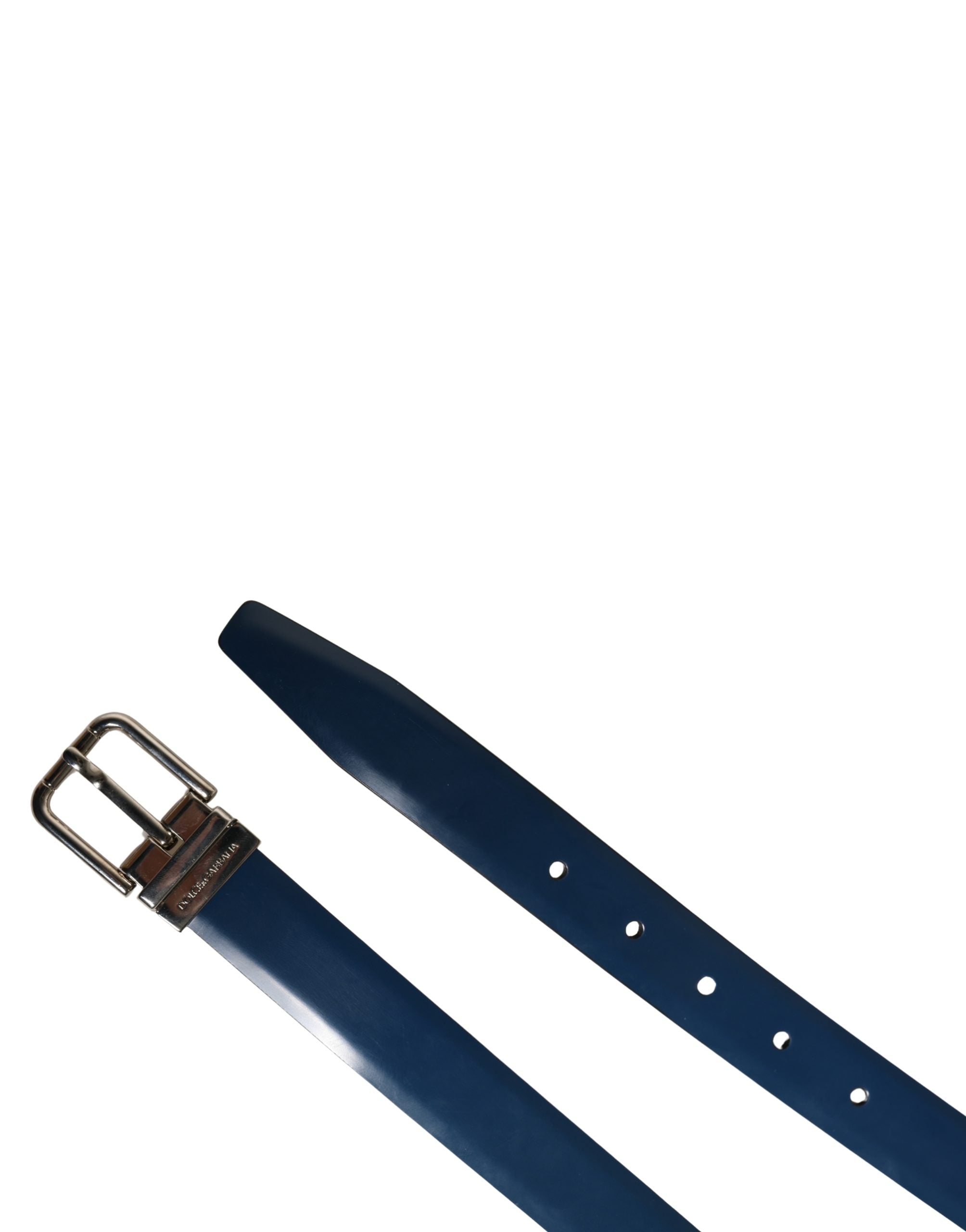 Cinturón de piel azul clásico con hebilla metálica Dolce & Gabbana para hombre