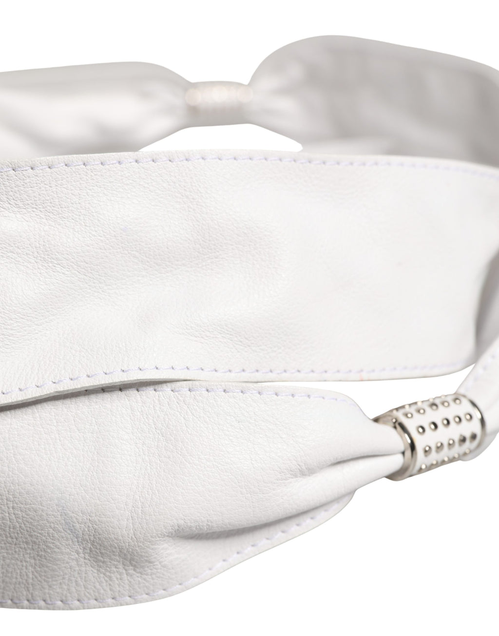 Orciani Women White Leather Embellished Wide Waist Cintura Belt