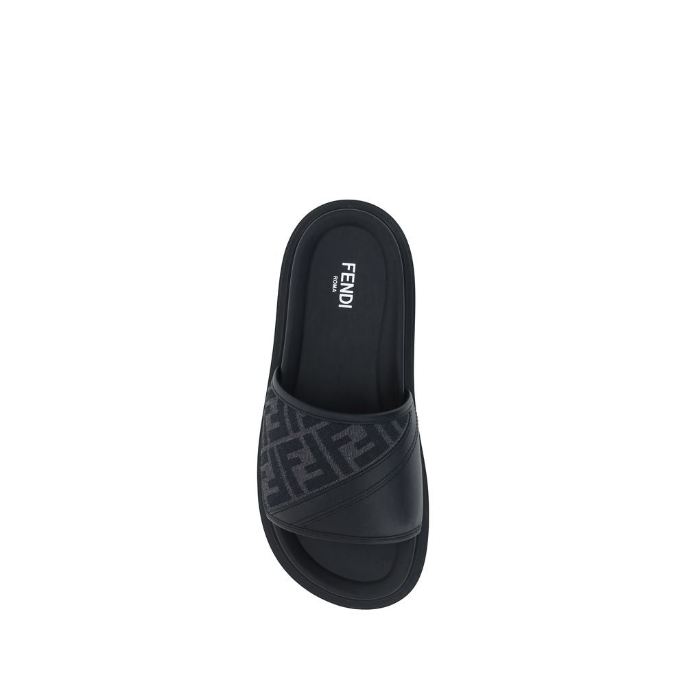 Fendi Gray Fabric Sandals