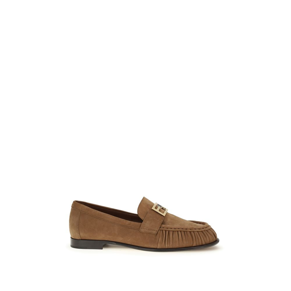 Fendi Brown Calf Leather Bos Taurus Slip-On Loafers