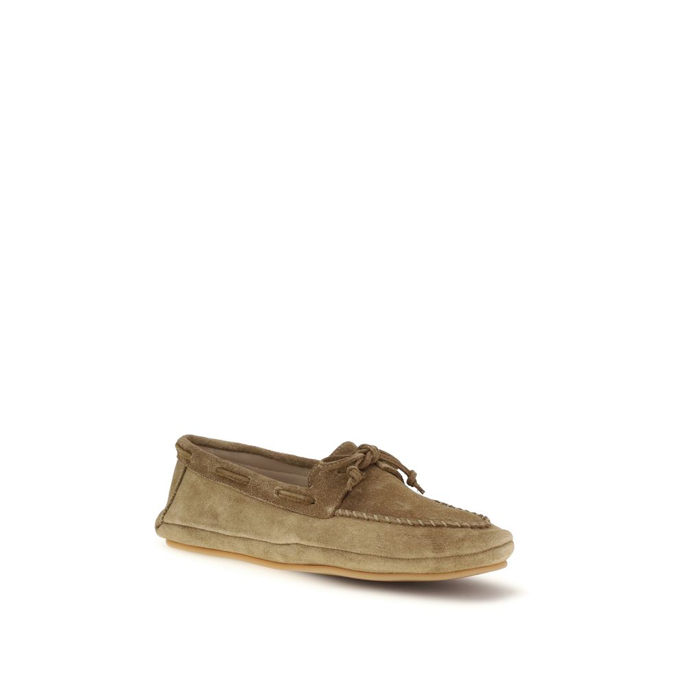 Le Monde Béryl Beige Calf Leather Bos Taurus Slip-On Loafers