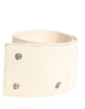 GF Ferre Off White Waxed Cotton Wide Fashion Waistband Belt