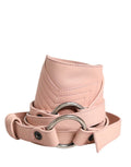 Cinturón Costume National de cuero rosa claro con hebilla redonda y cintura ancha
