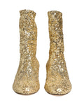 Dolce & Gabbana Gold Sequined Short Boots Stretch Shoes