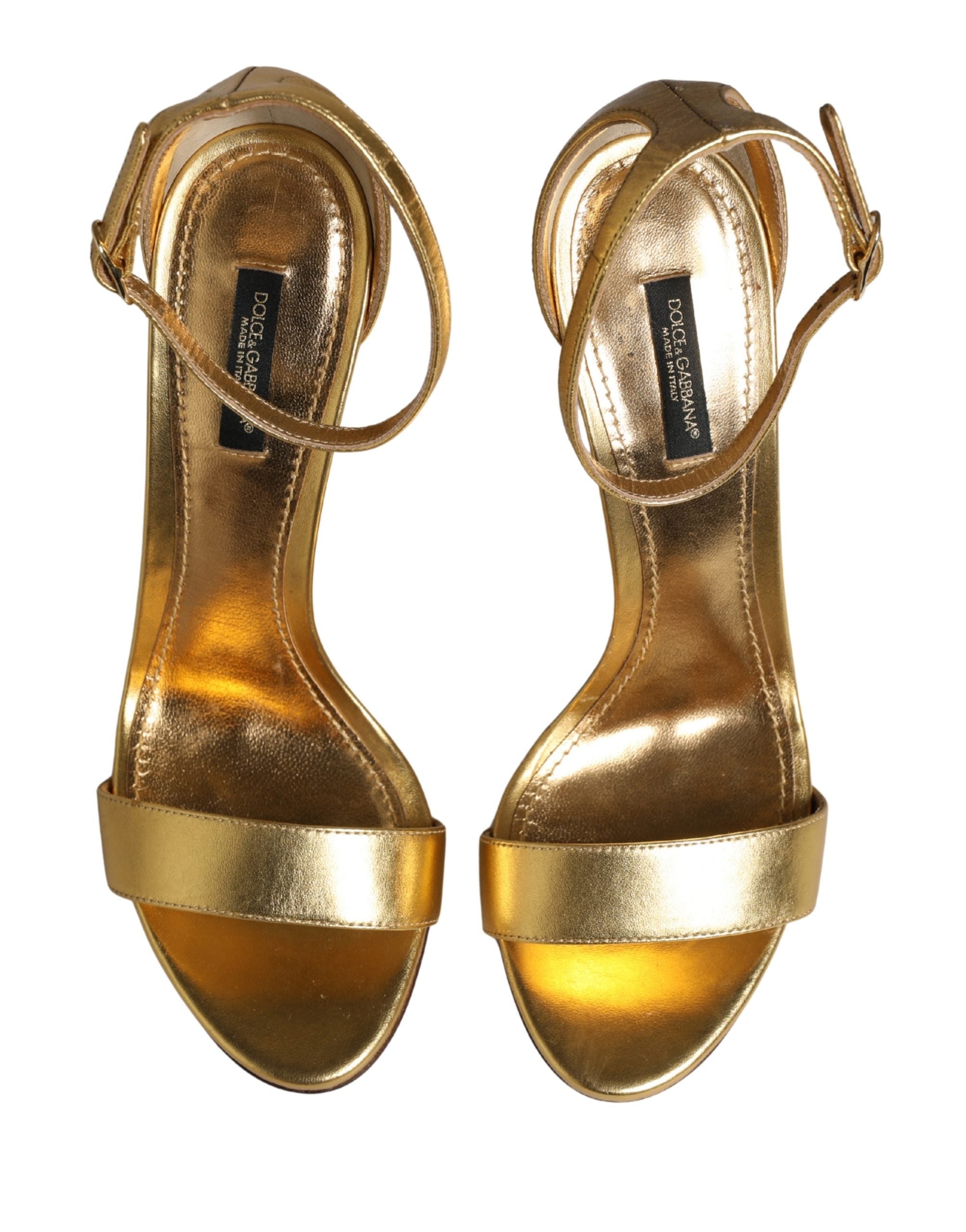 Sandalias de tacón alto Keira de piel dorada Dolce & Gabbana