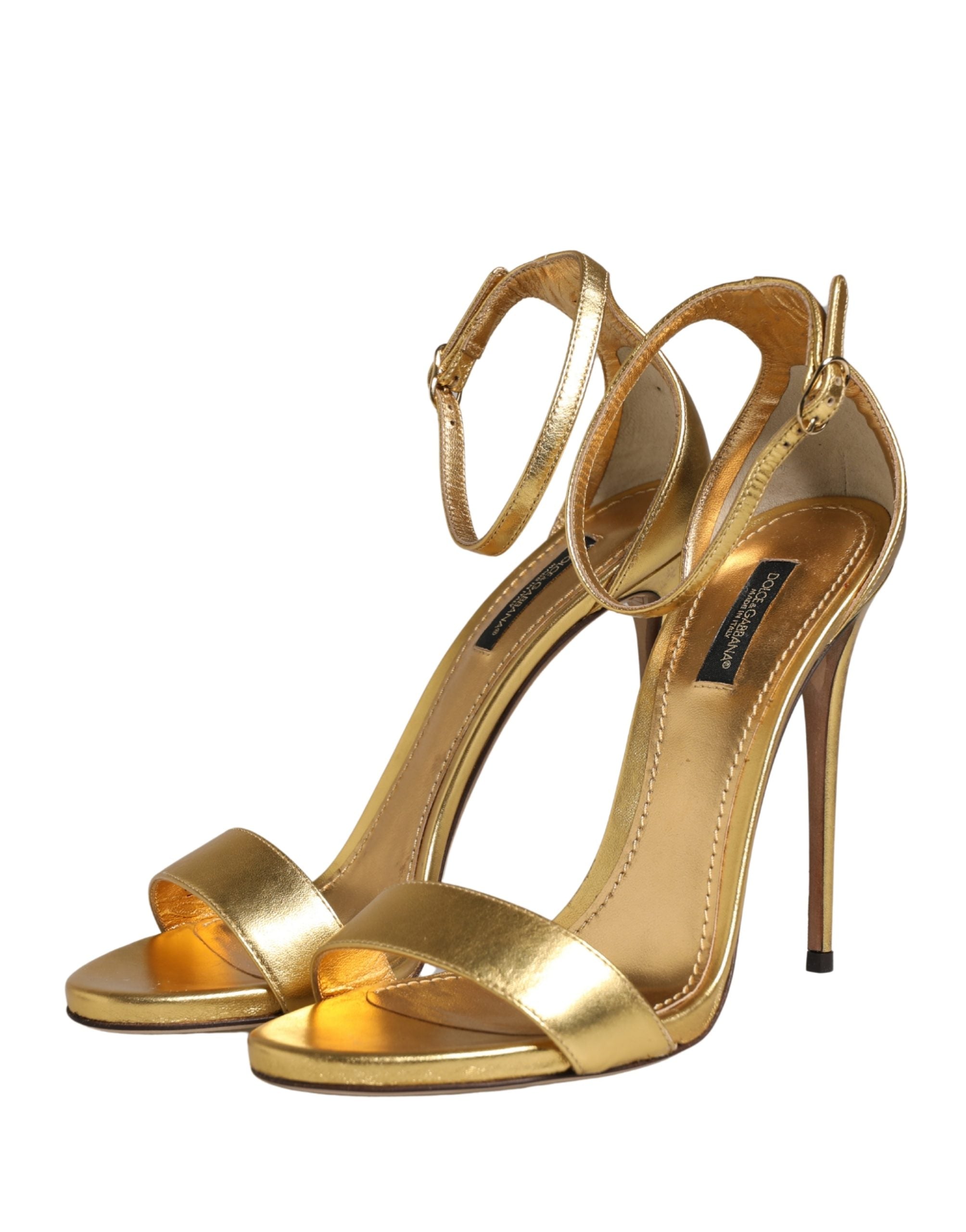 Sandalias de tacón alto Keira de piel dorada Dolce & Gabbana
