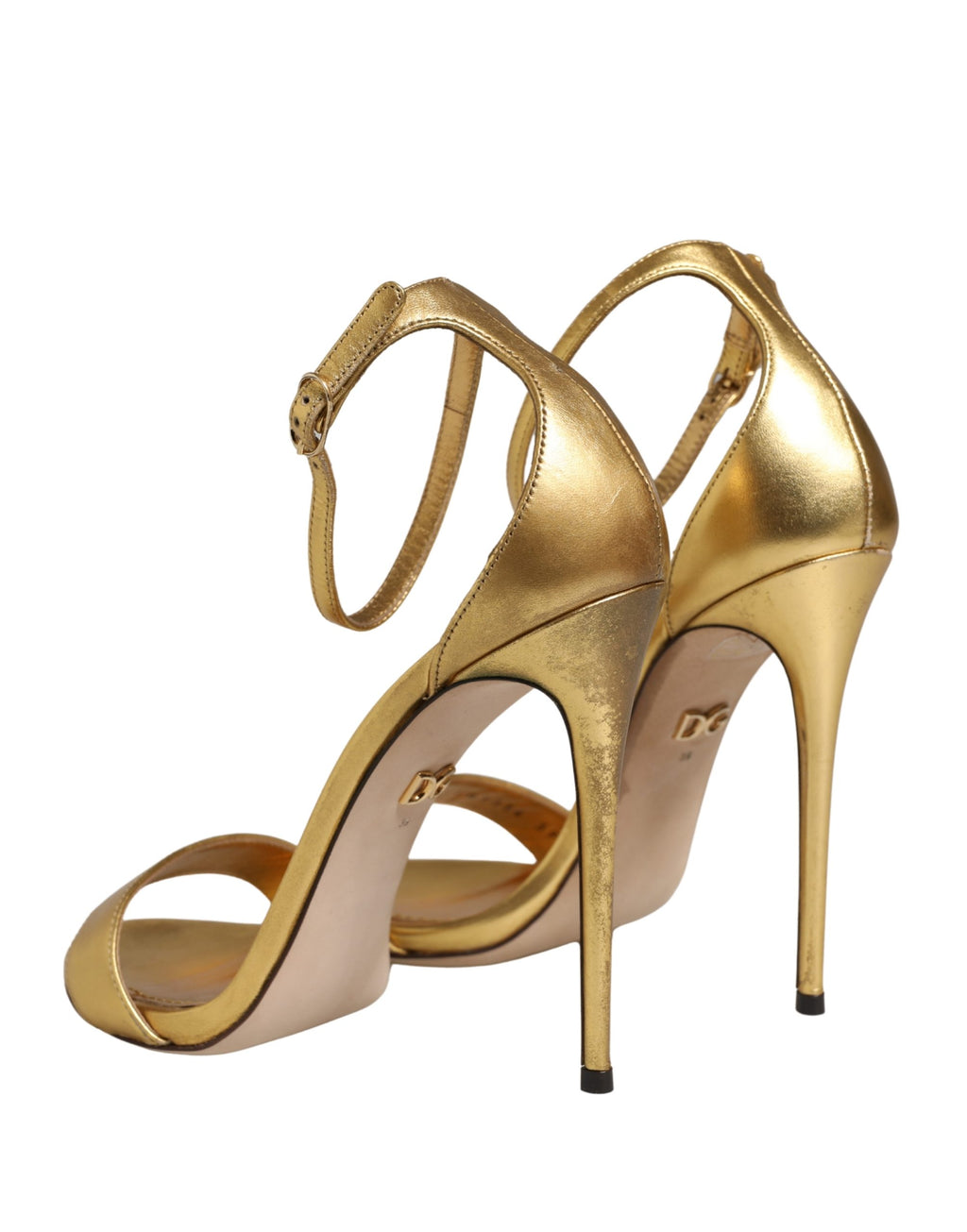 Sandalias de tacón alto Keira de piel dorada Dolce & Gabbana