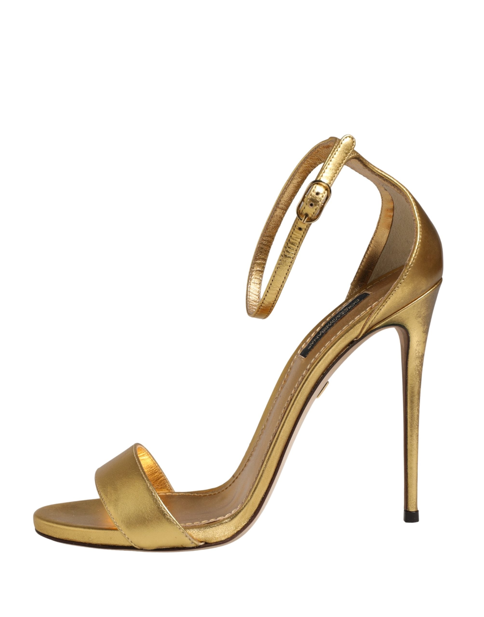 Sandalias de tacón alto Keira de piel dorada Dolce & Gabbana