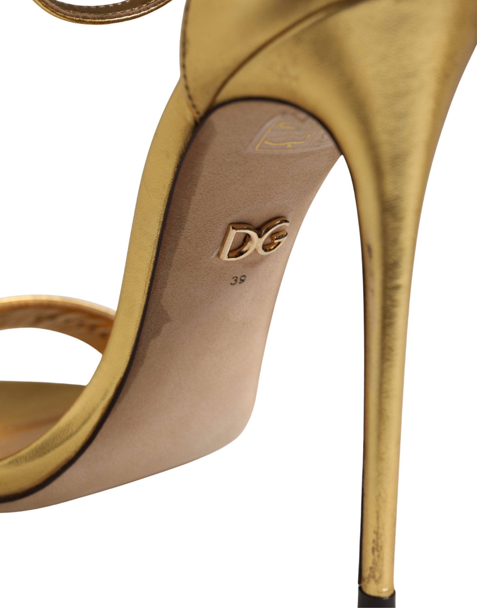 Sandalias de tacón alto Keira de piel dorada de Dolce & Gabbana