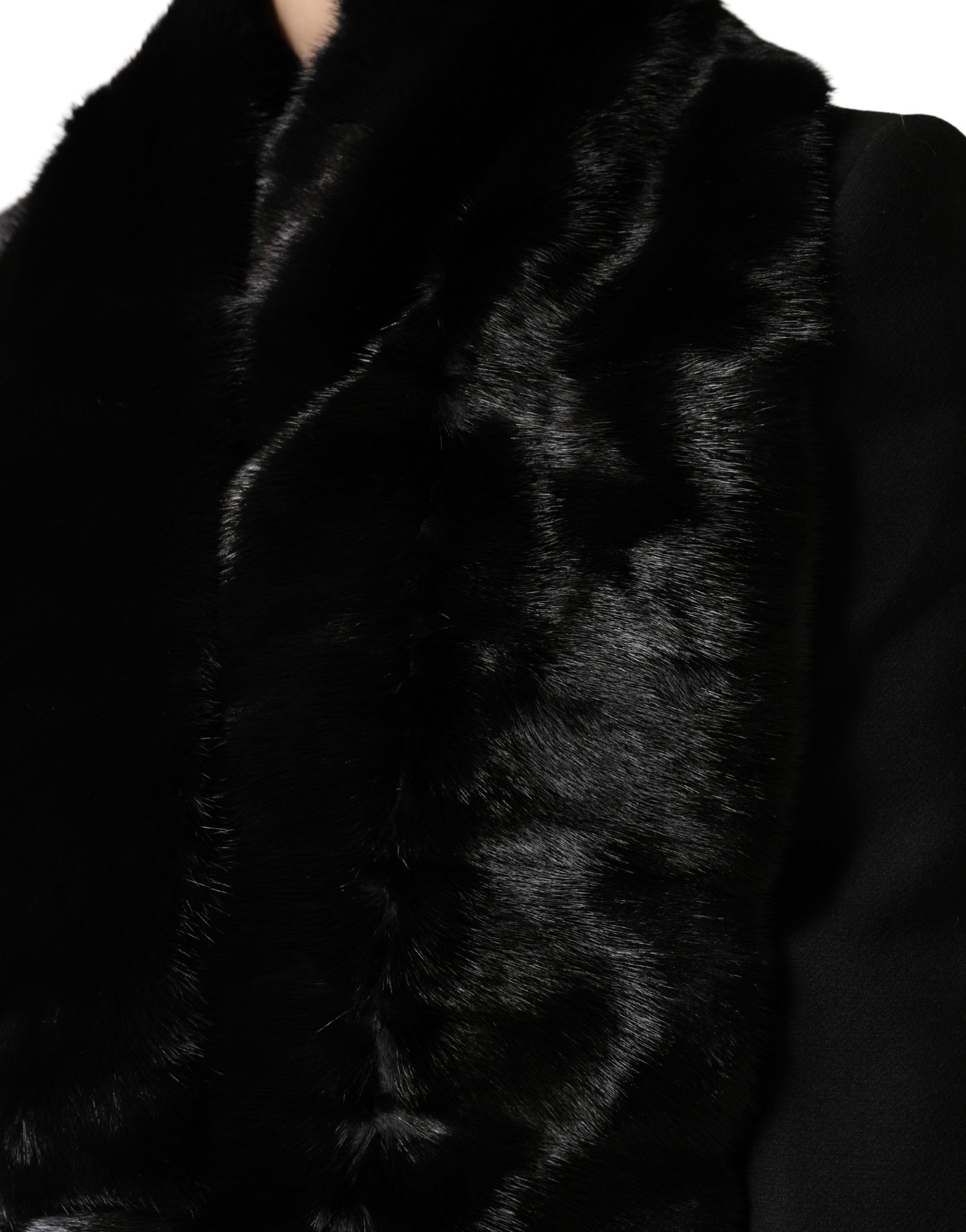 Bufanda con cuello de chal de piel negra Dolce & Gabbana