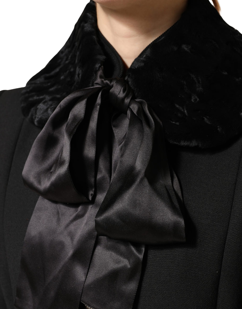 Dolce & Gabbana Cuello Térmico de Piel de Cordero Negra para Mujer Bufanda de Invierno
