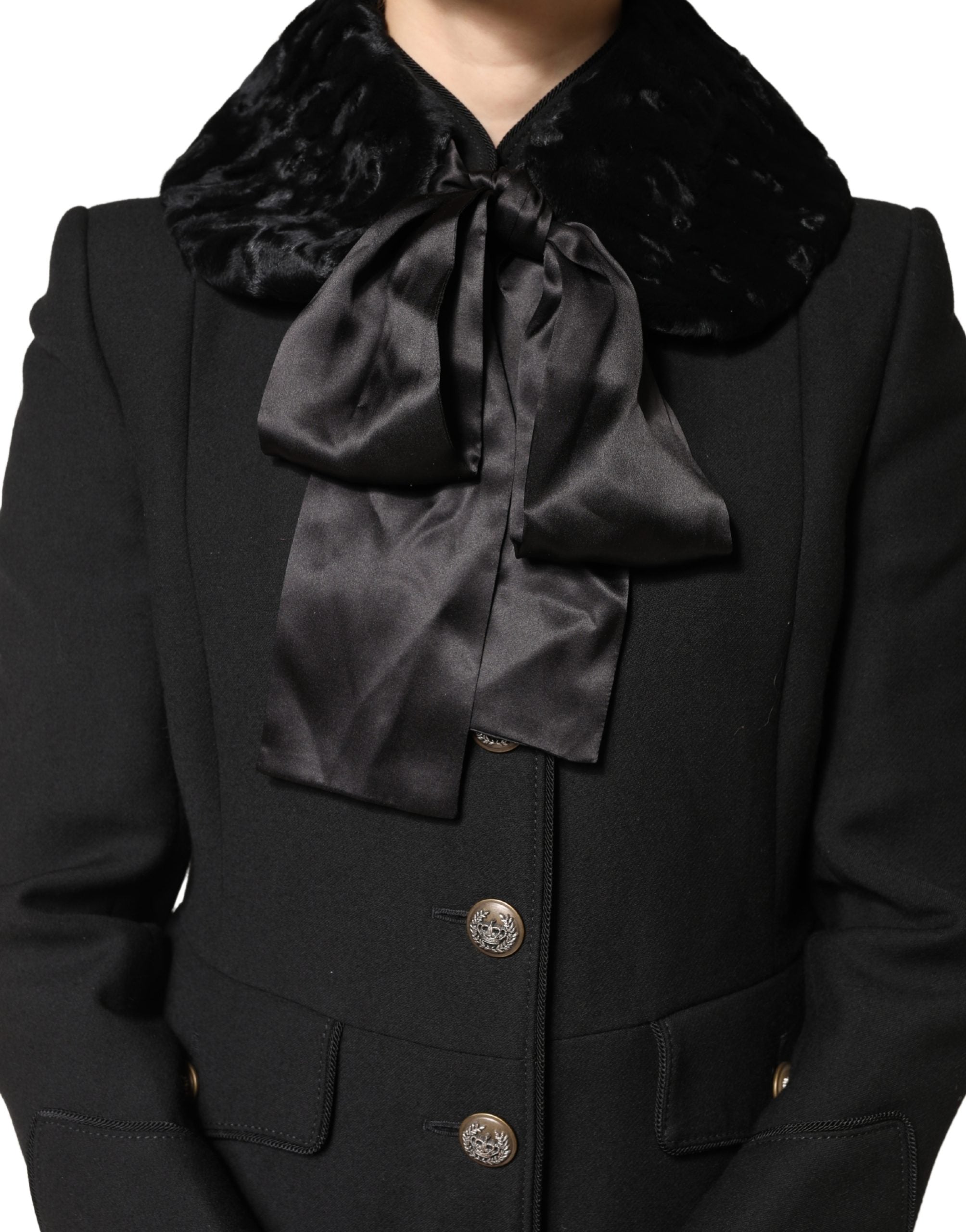 Dolce & Gabbana Cuello Térmico de Piel de Cordero Negra para Mujer Bufanda de Invierno