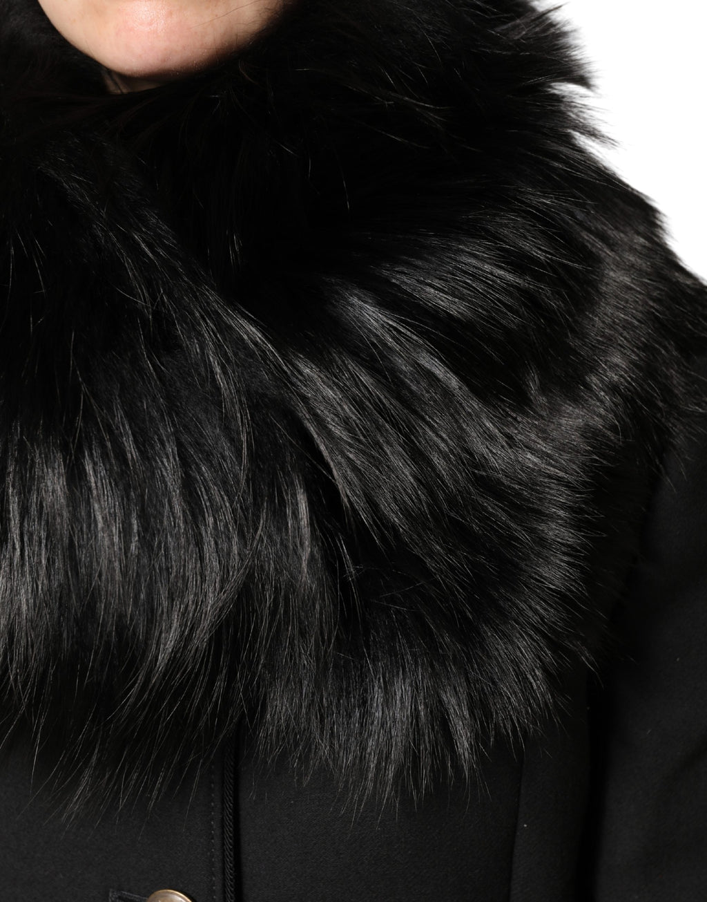 Fular-chal de hombro de piel negro de Dolce & Gabbana