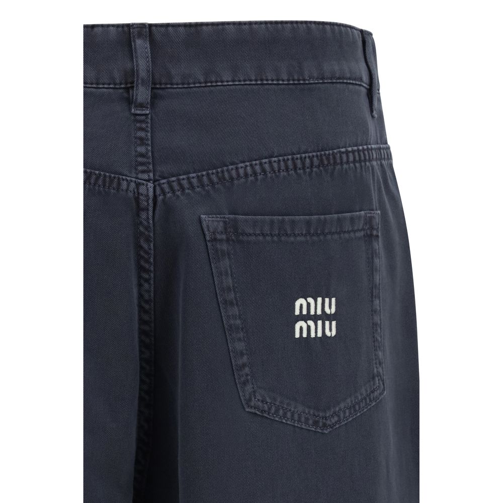 Vaqueros acampanados Miu Miu de algodón azul