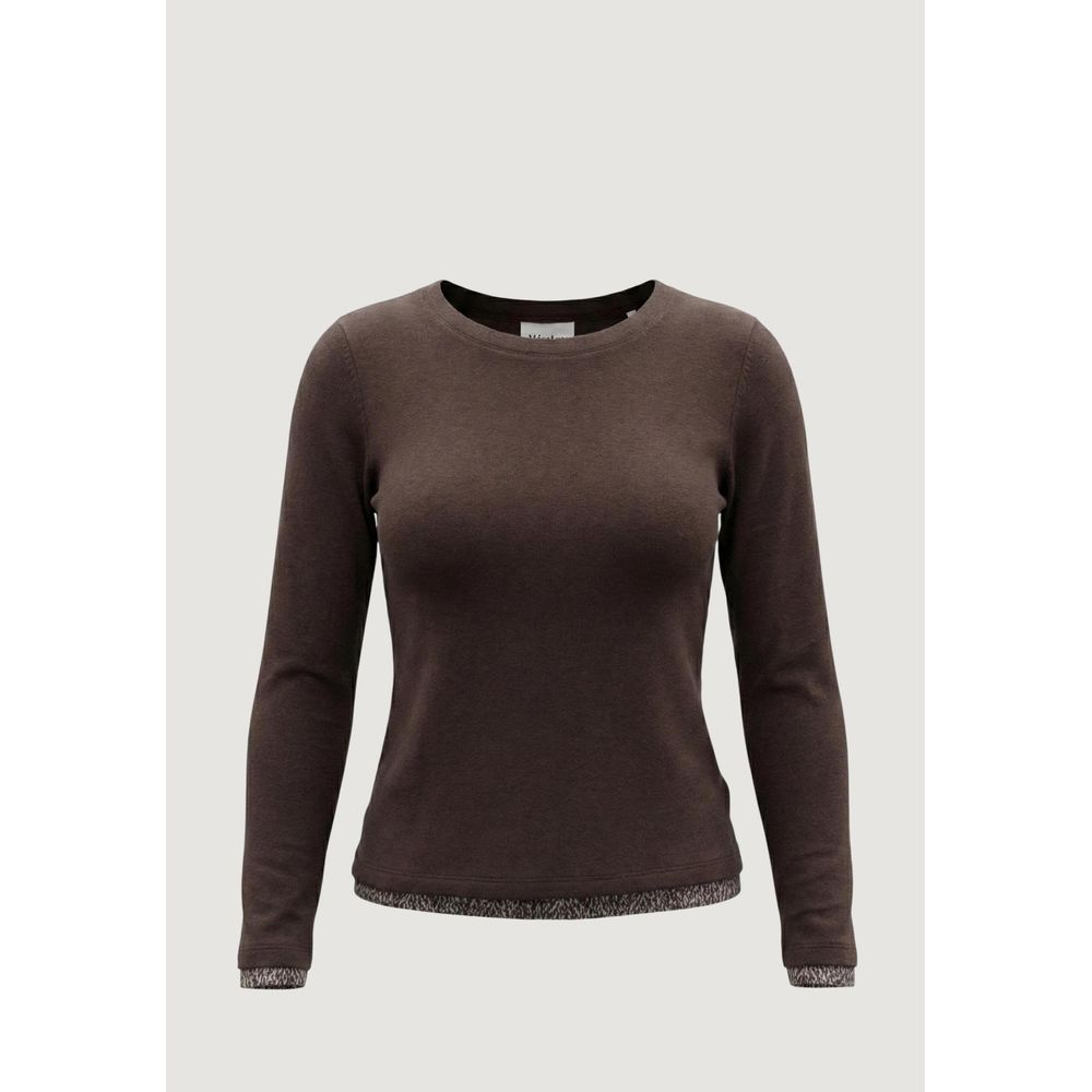 Camiseta de manga larga de algodón marrón Street One