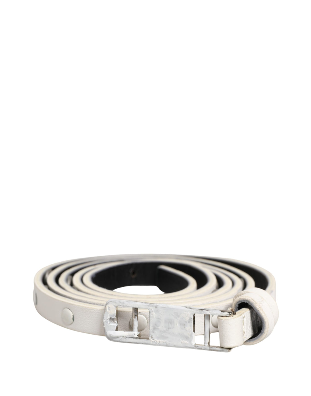 Costume National White Leather Studded Cintura Belt