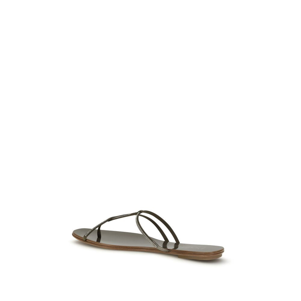 Pedro García Brown Calf Leather Bos Taurus Flat Sandals