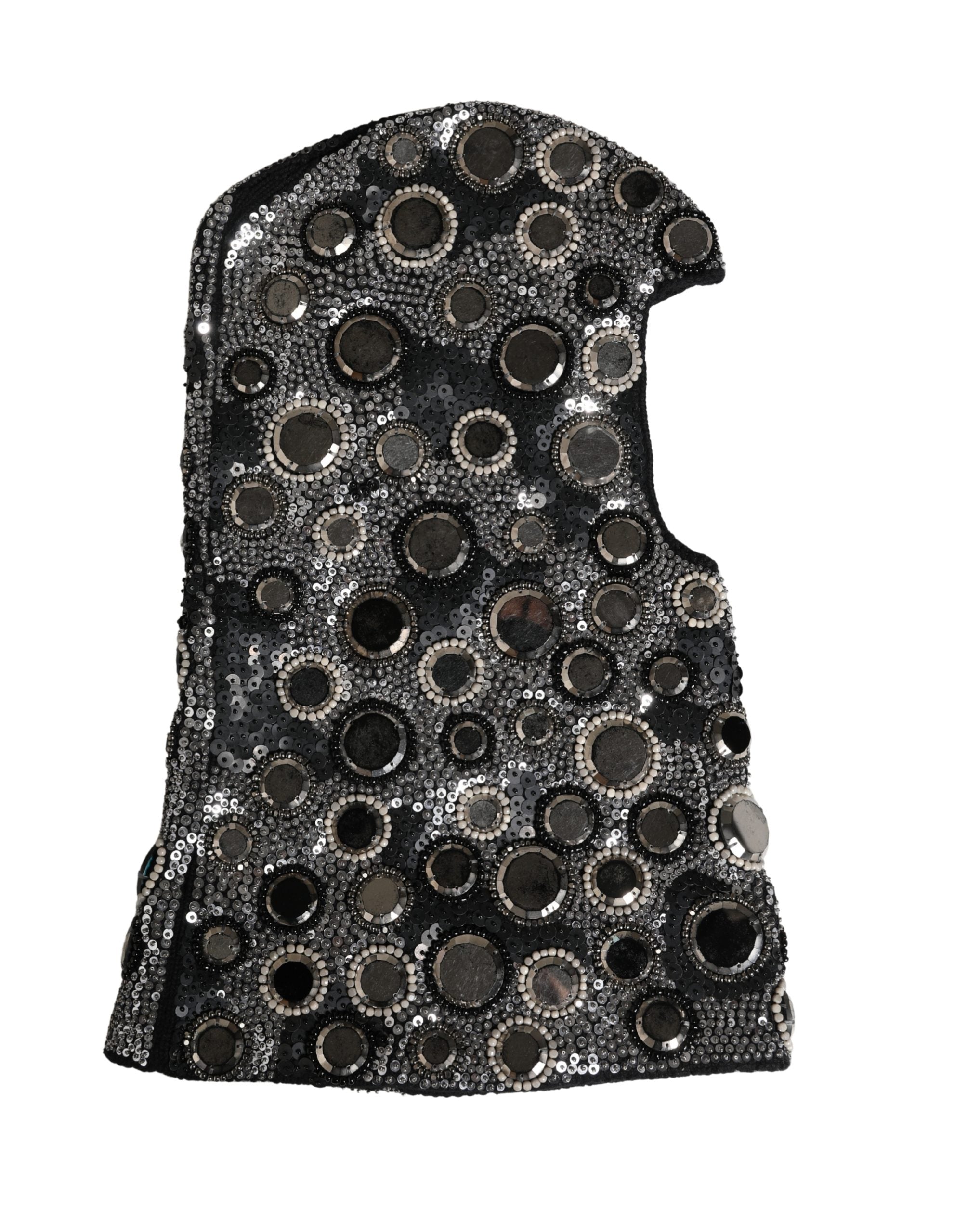Dolce & Gabbana Black Wool Crystal Embellished Balaclava Hat
