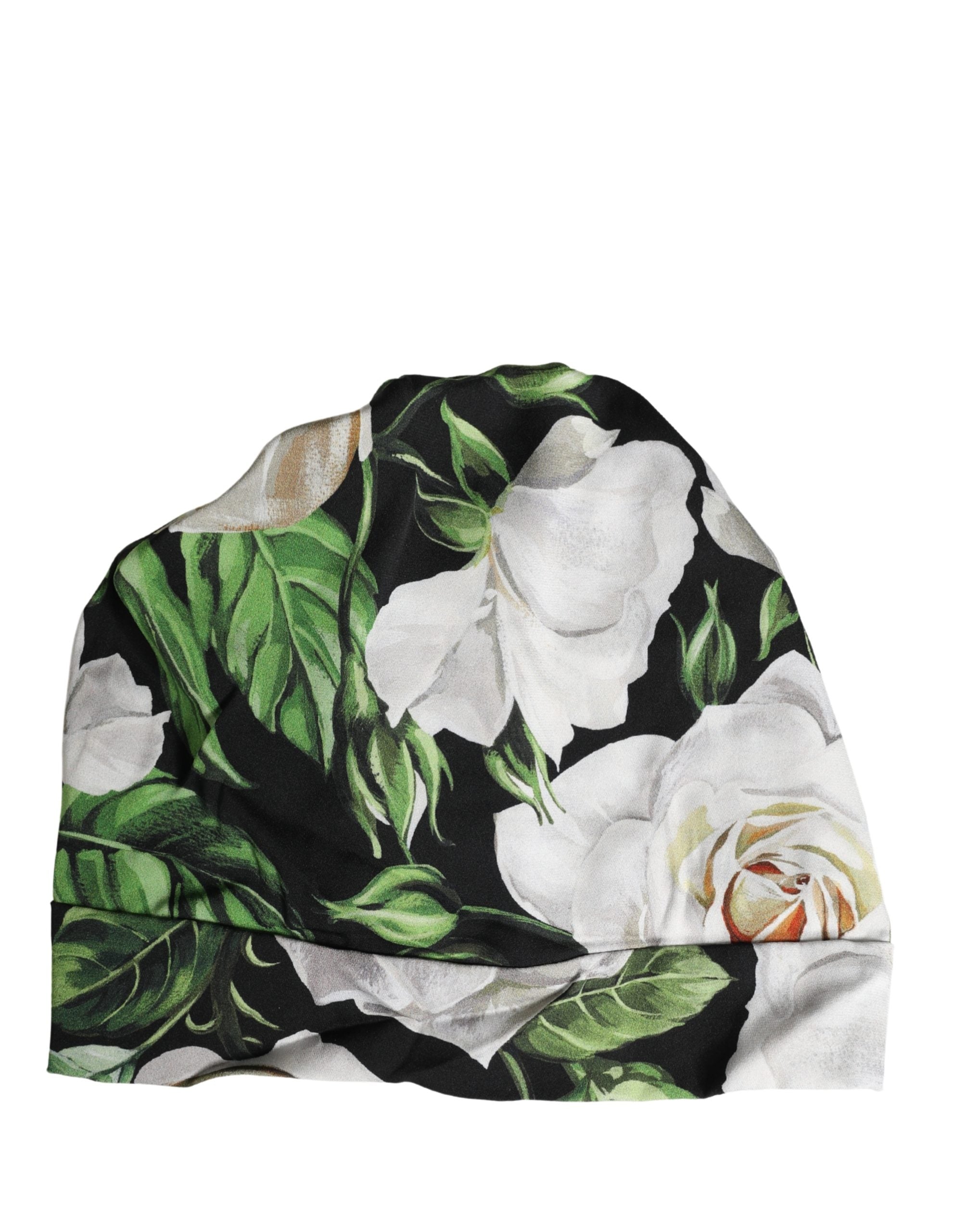 Dolce & Gabbana Black Floral Motif Turban Headwear Women Hat