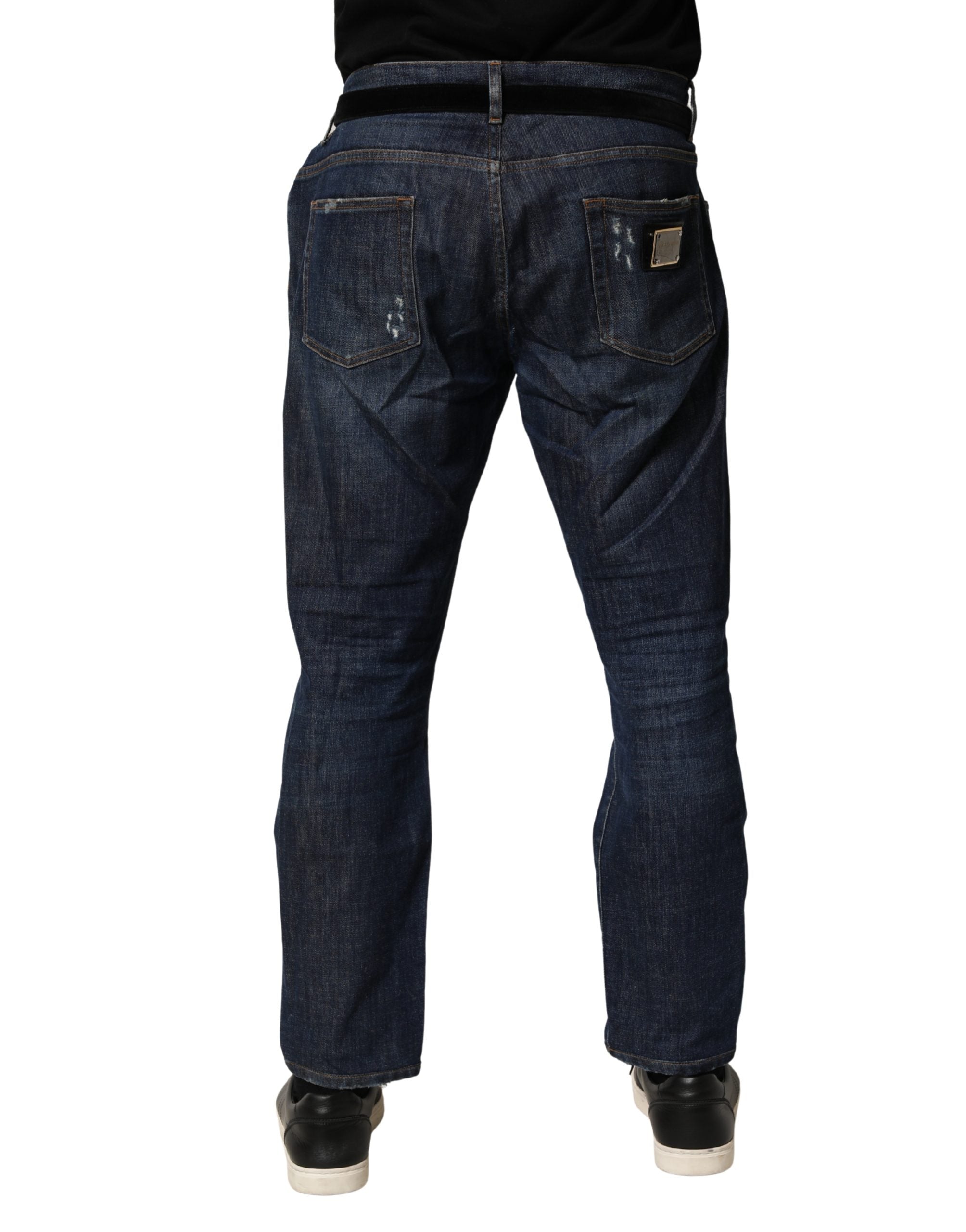 Dolce & Gabbana Dark Blue Washed Skinny Cotton Denim  Jeans