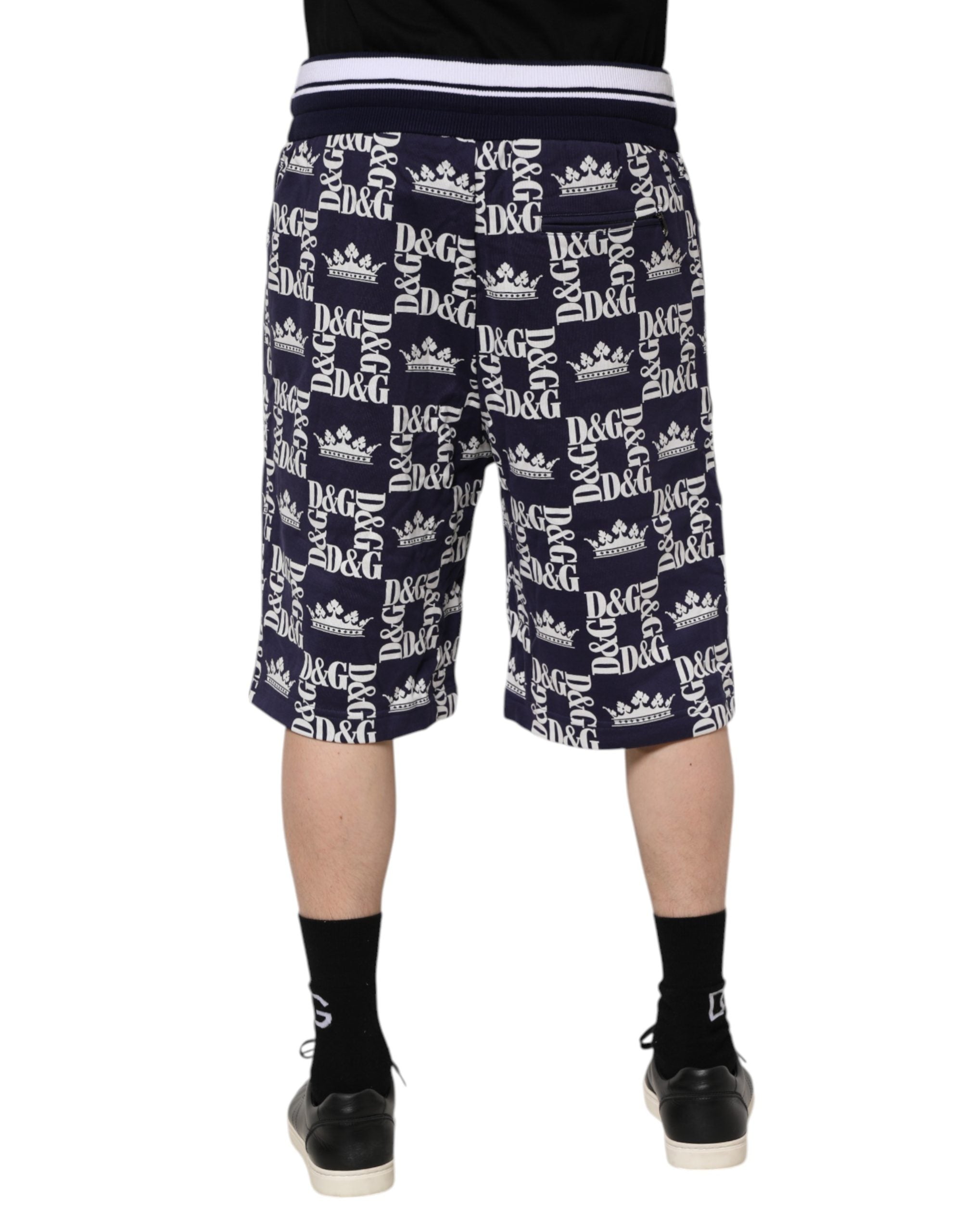 Dolce & Gabbana Bermuda de hombre de lona azul con logo DG estampado