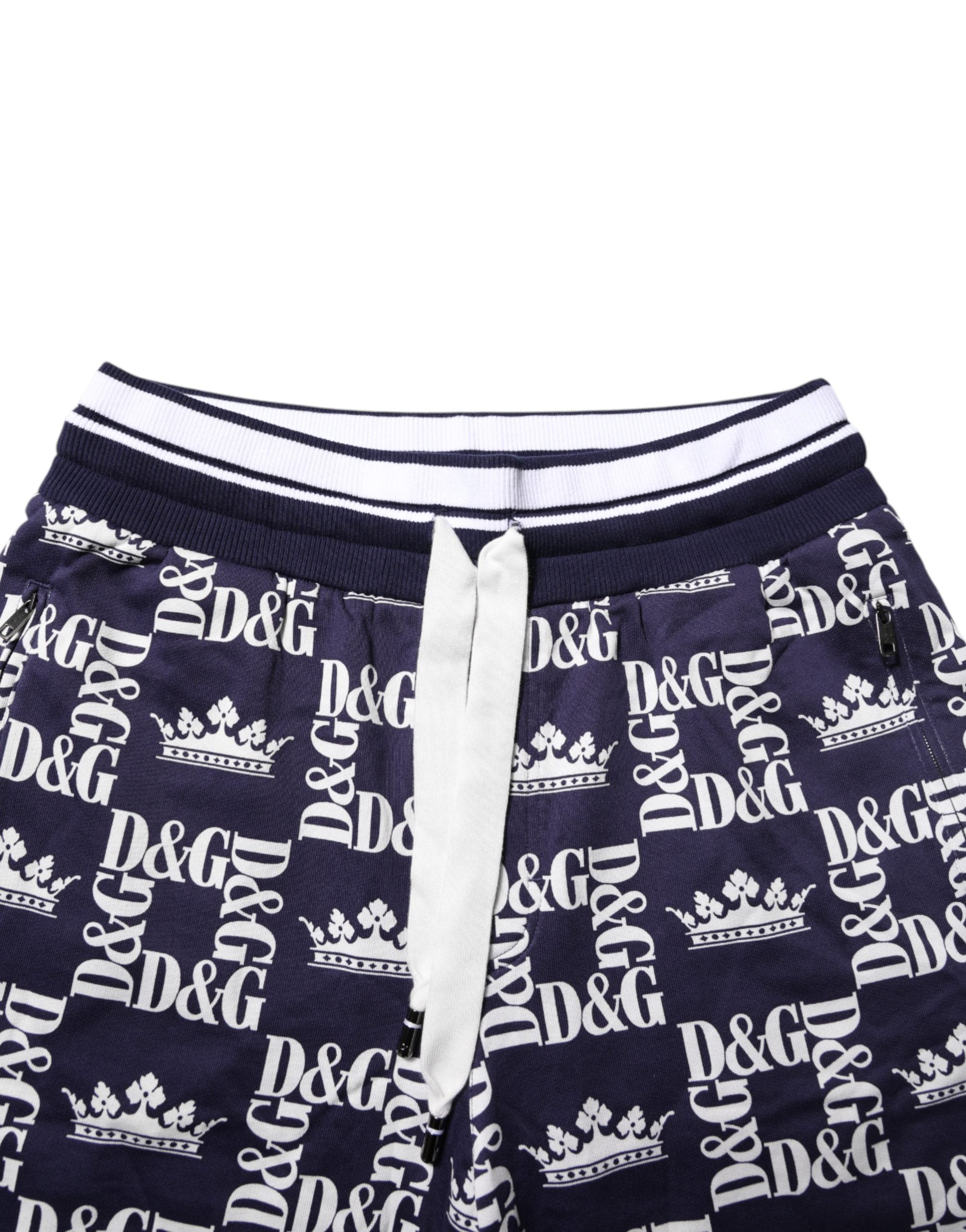 Dolce & Gabbana Bermuda de hombre de lona azul con logo DG estampado