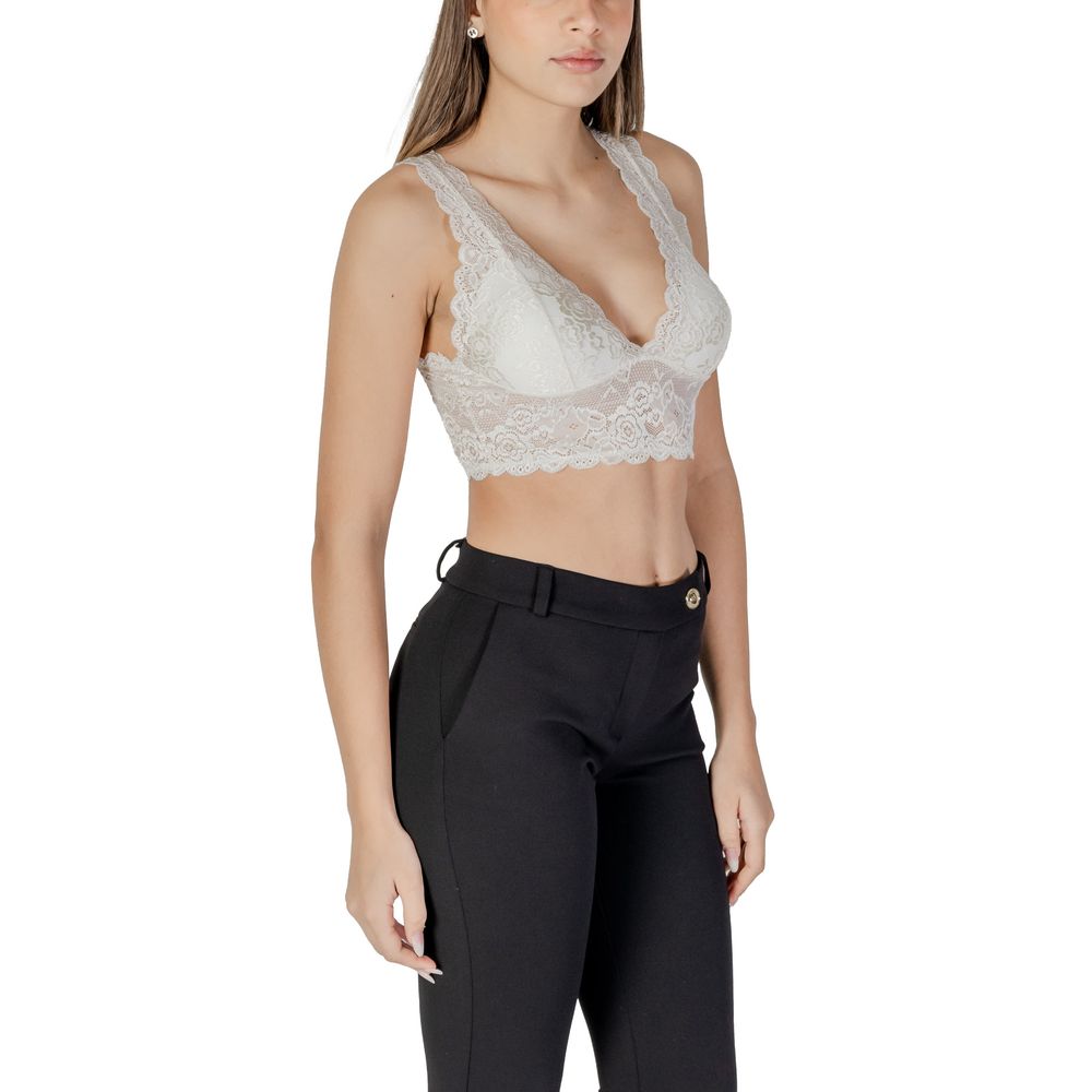 Only White Polyester Bra