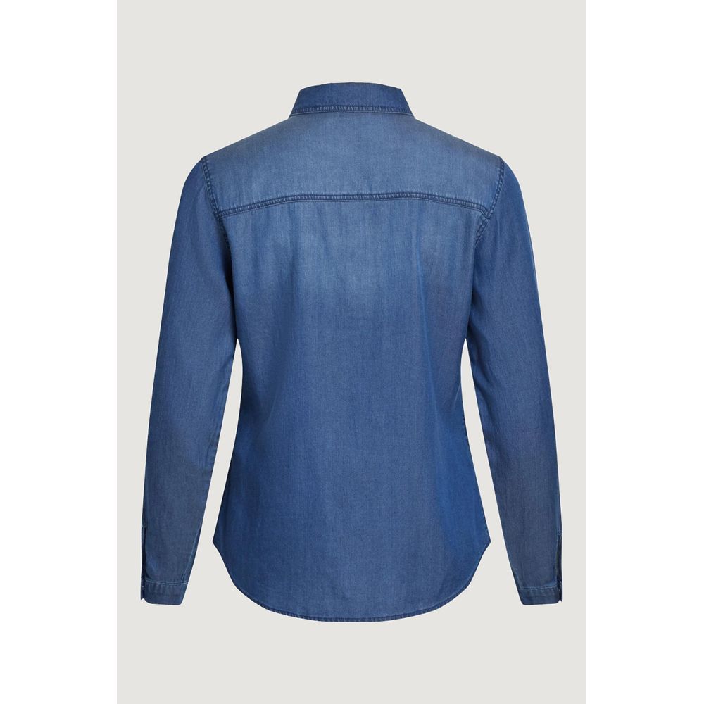 Vila Clothes Blue Cotton Blouse