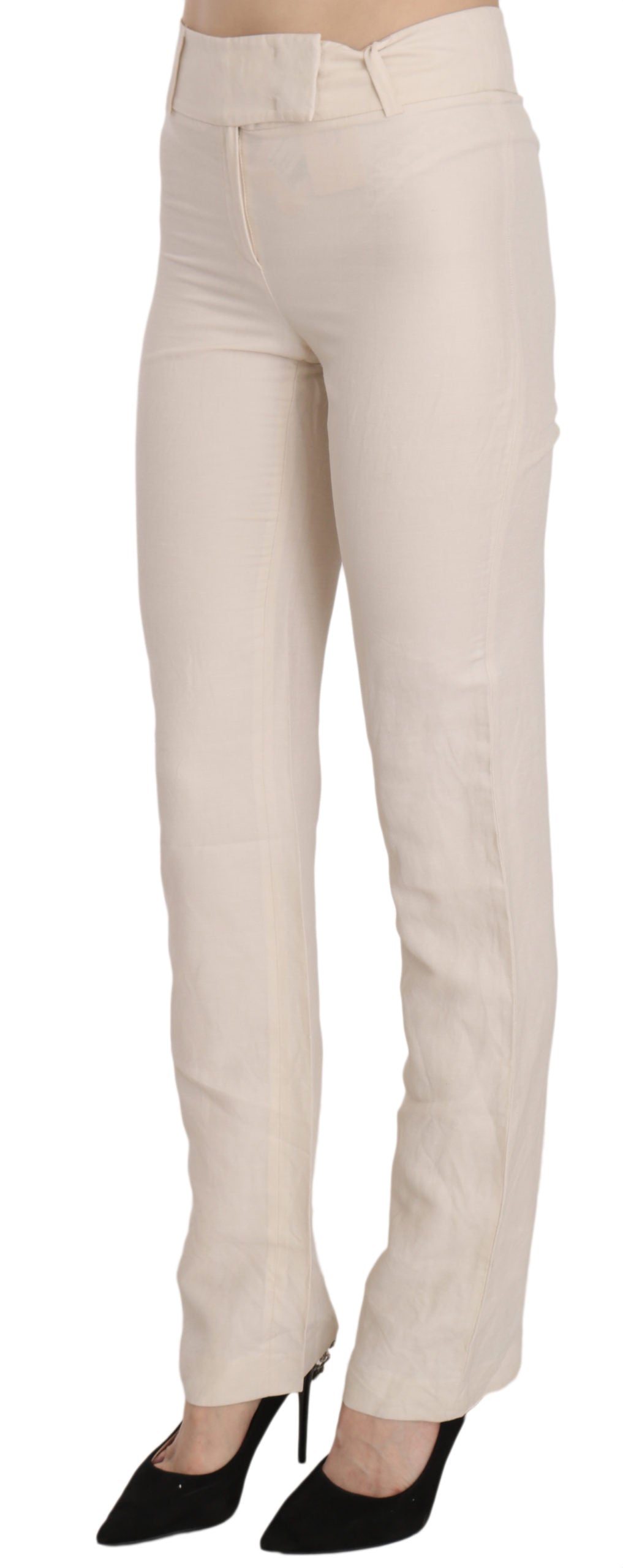 Pantalones acampanados de tiro alto blancos LAUREL