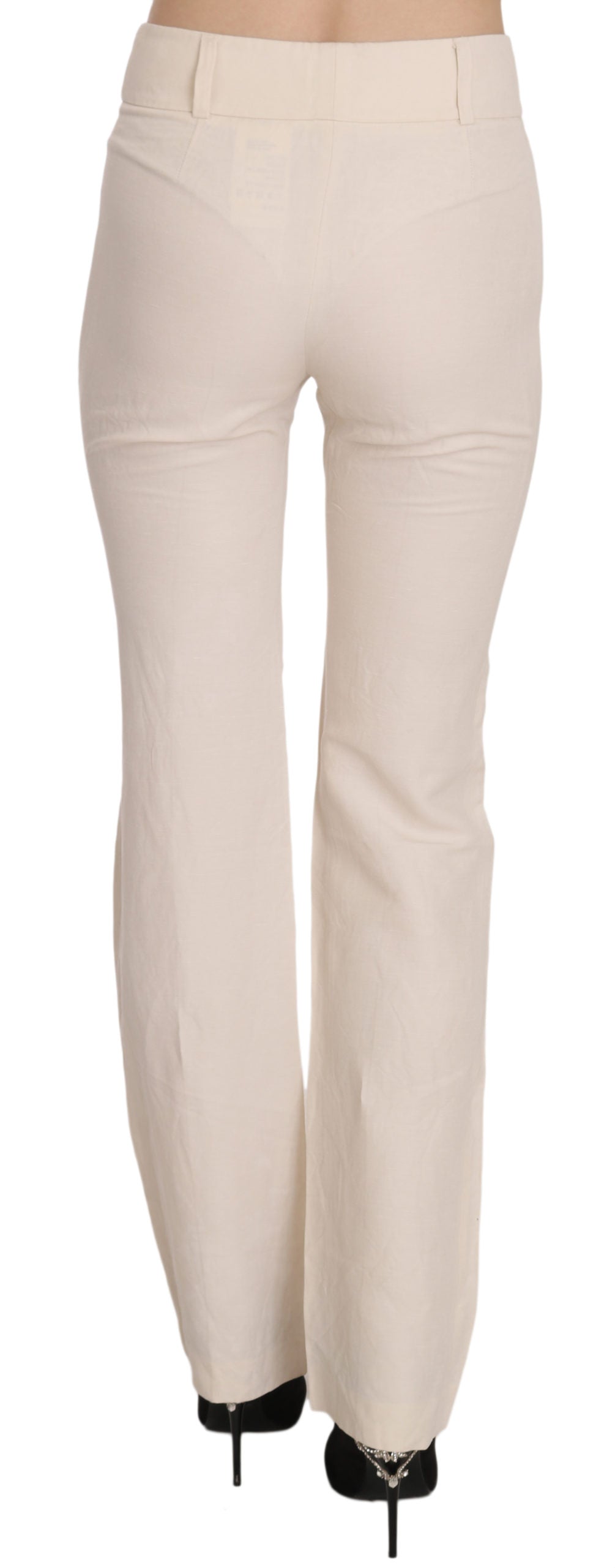Pantalones acampanados de tiro alto blancos LAUREL