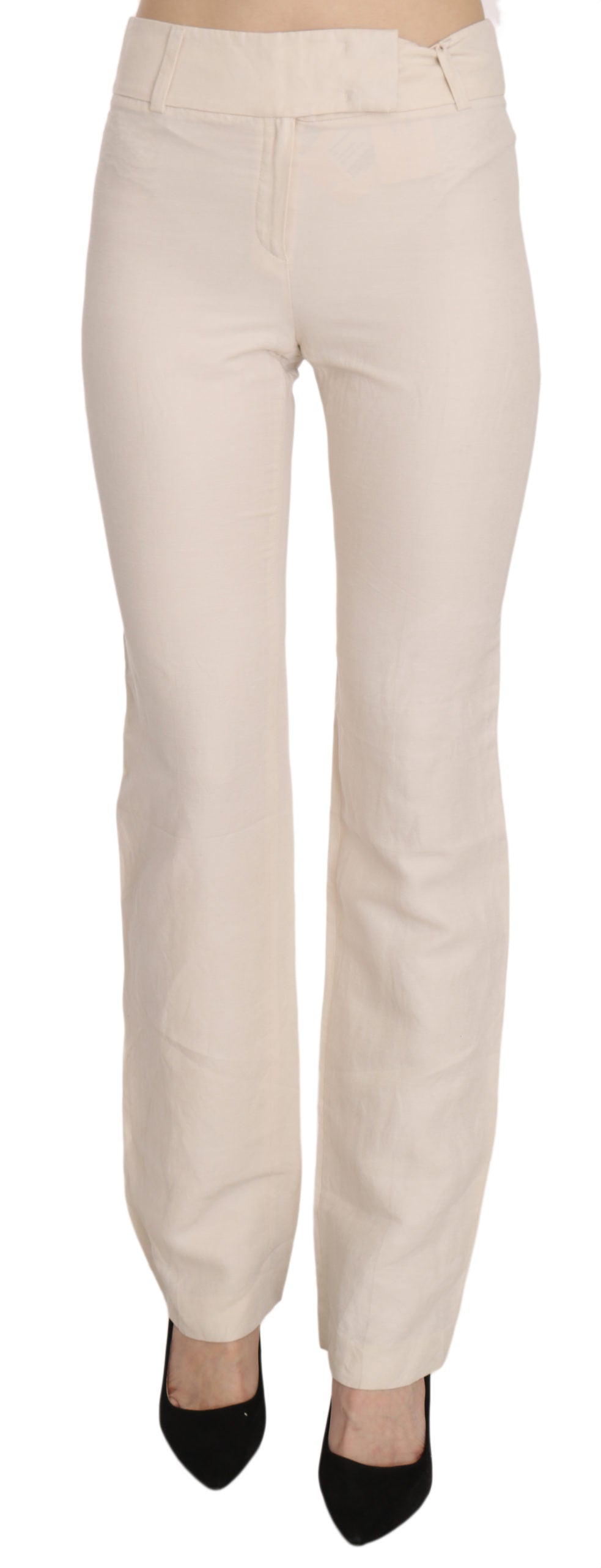 Pantalones acampanados de tiro alto blancos LAUREL