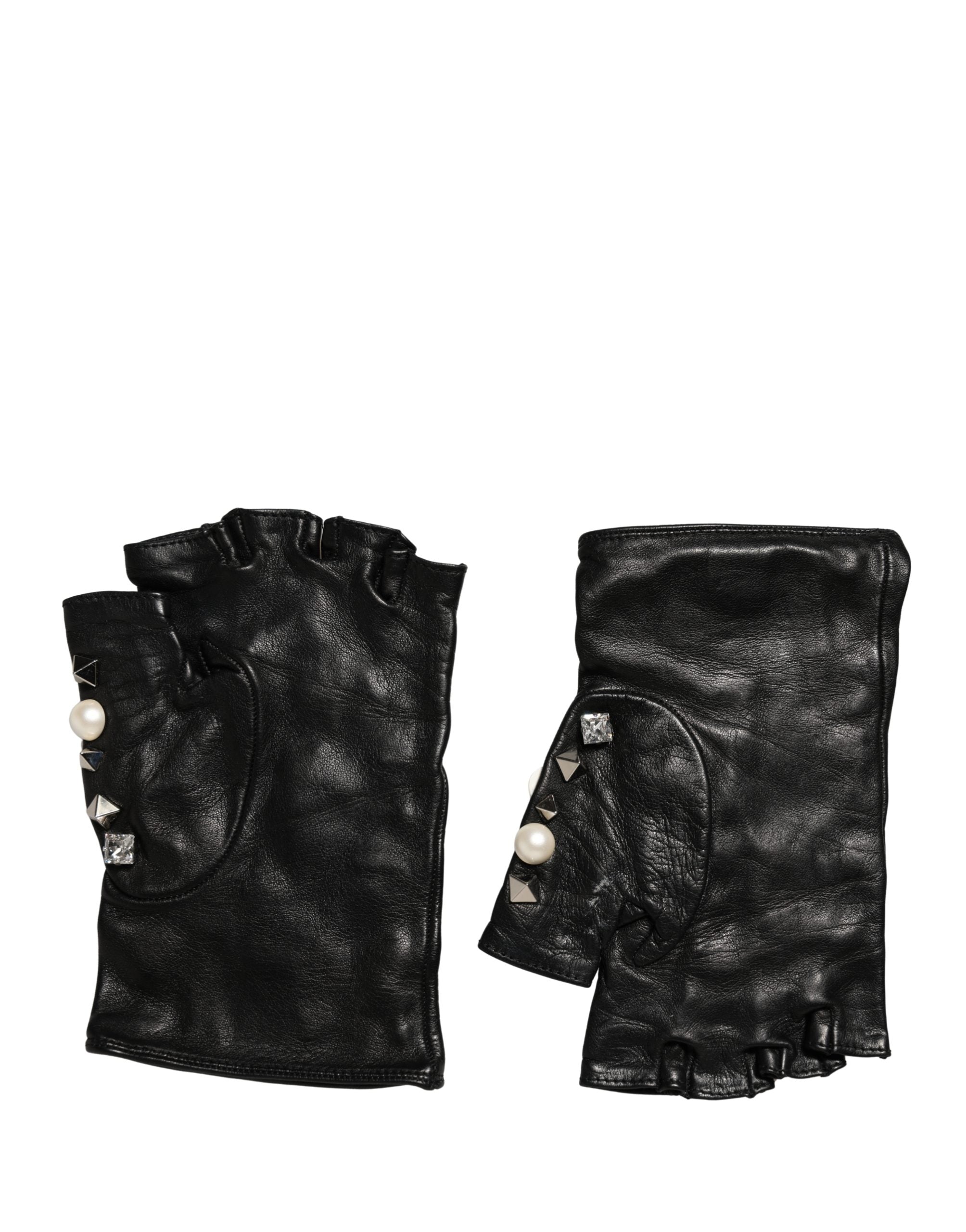Guantes cortos Dolce & Gabbana con perlas negras