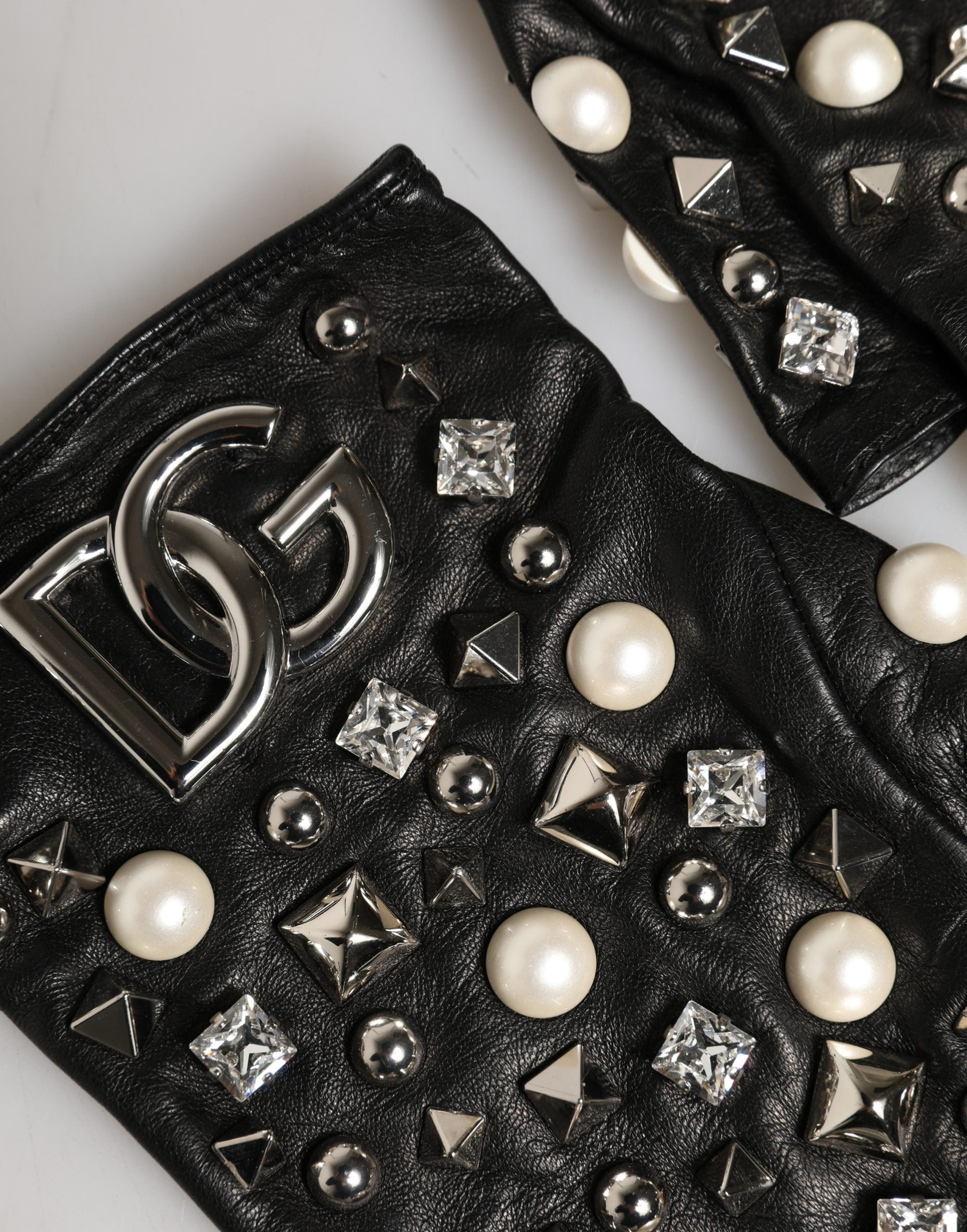 Guantes cortos Dolce & Gabbana con perlas negras