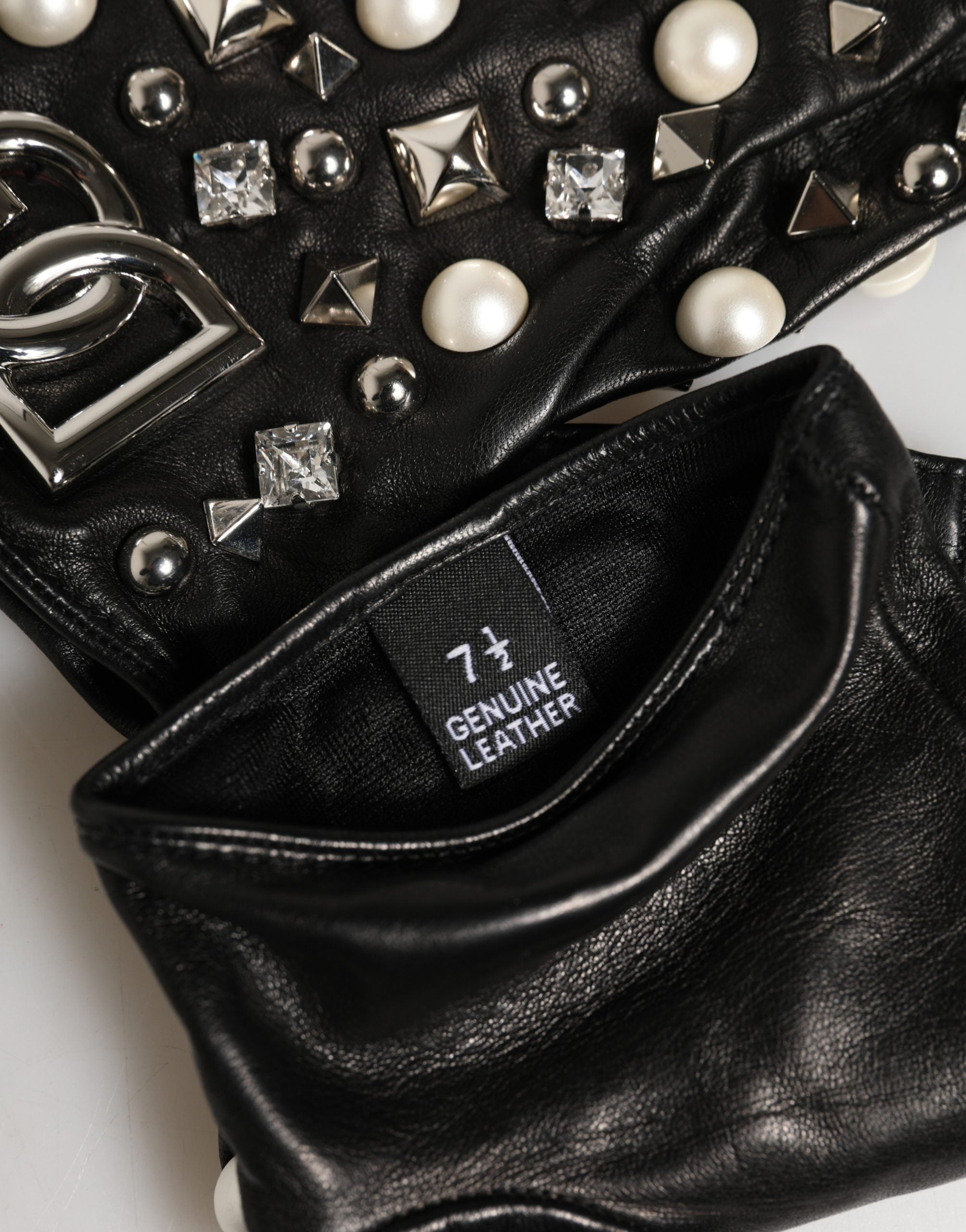 Guantes cortos Dolce & Gabbana con perlas negras