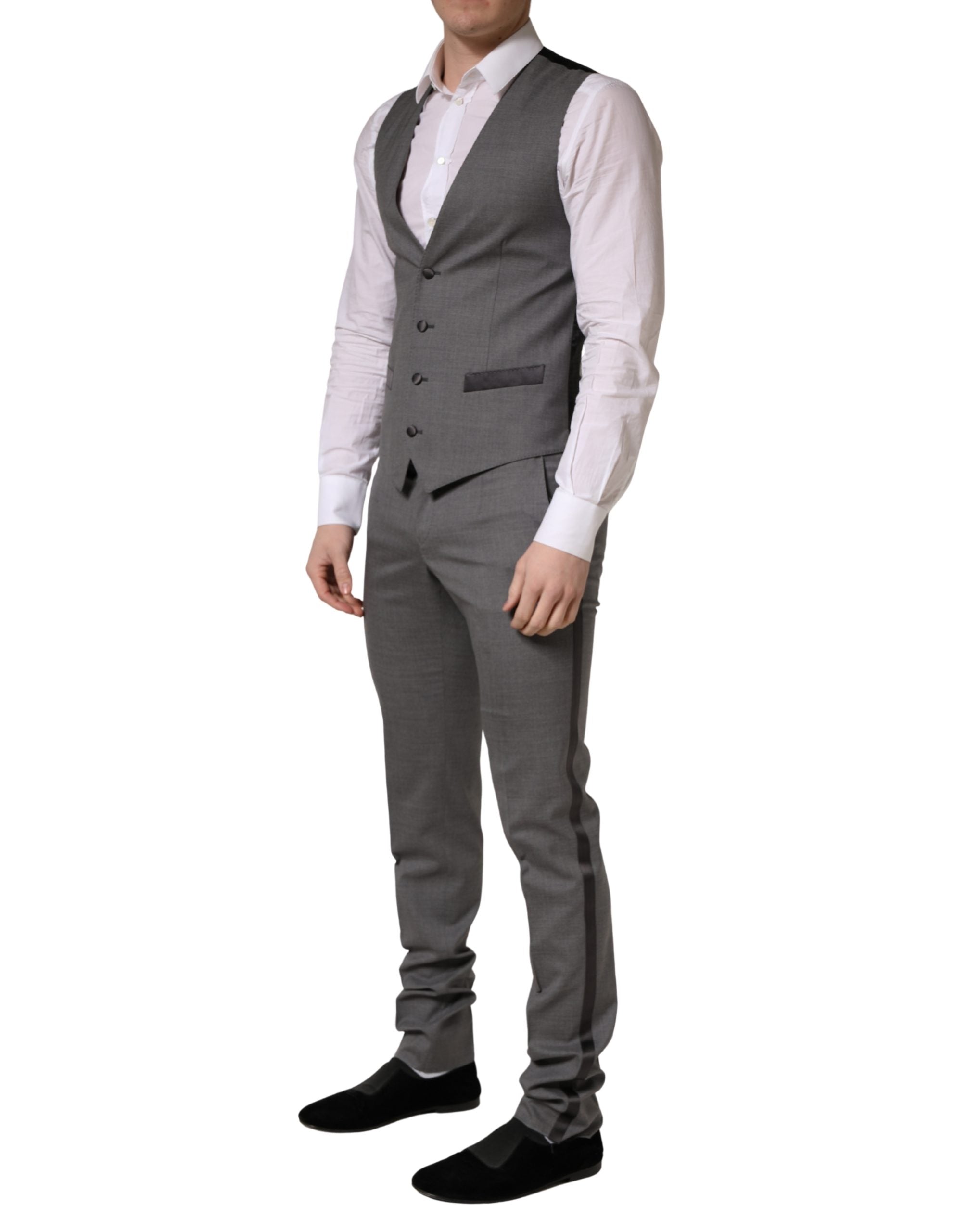 Dolce & Gabbana Gray Wool Single Breasted 1 Button 3PC Suit