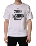 Dolce & Gabbana White Graphic Print DG Men Crew Neck T-shirt