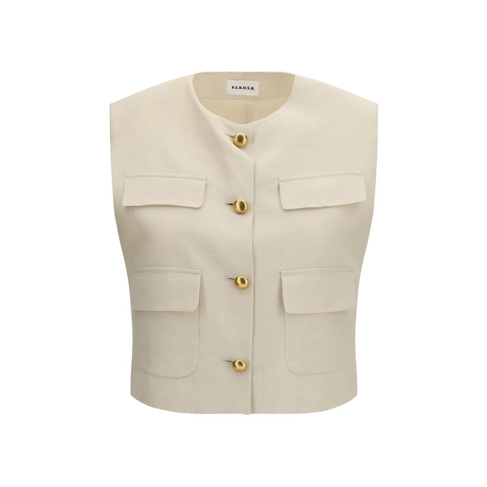 P.A.R.O.S.H. Chaleco sin mangas de lana beige