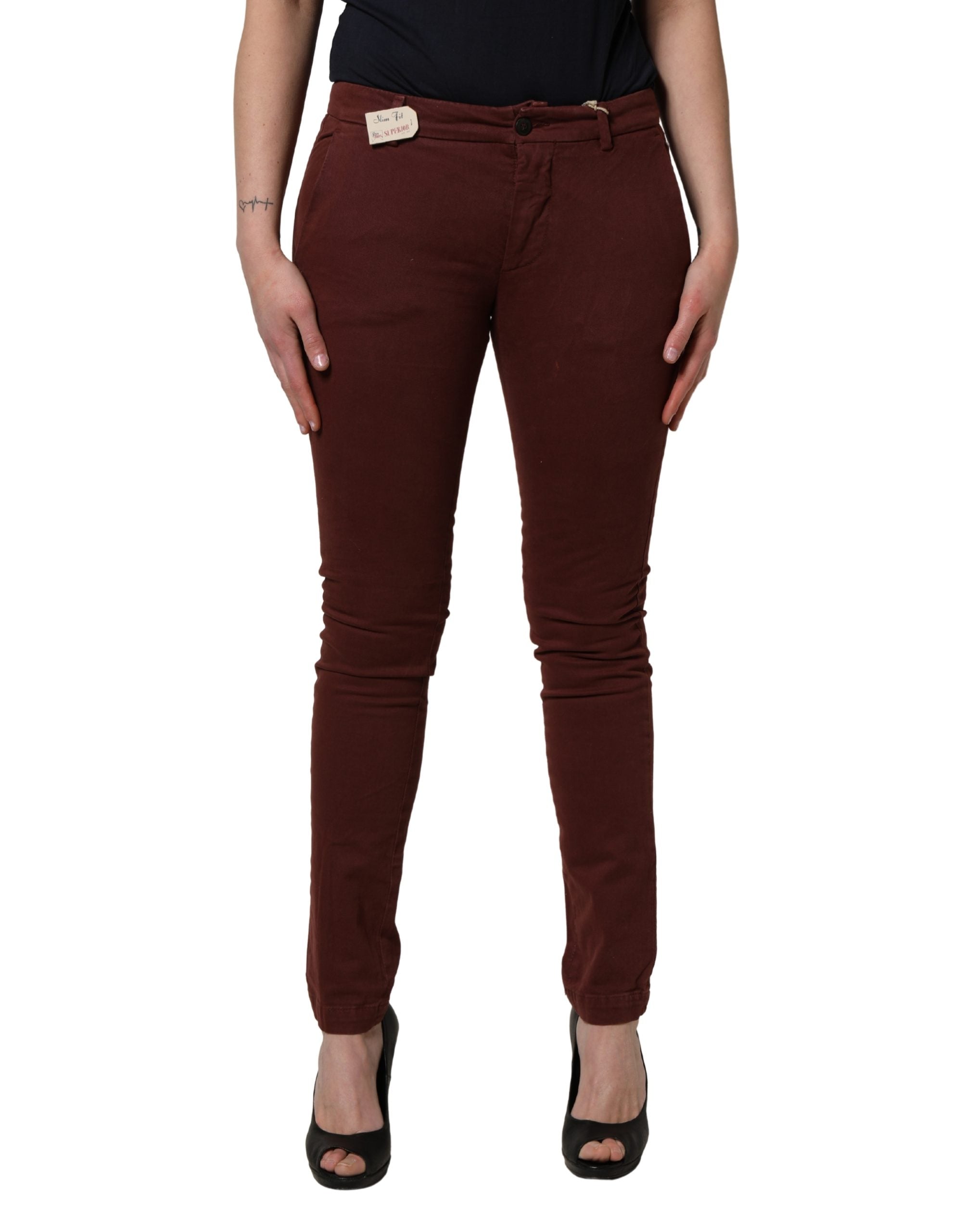 Roy Roger's Maroon Mid Waisted Slim Fit Denim Trouser Jeans