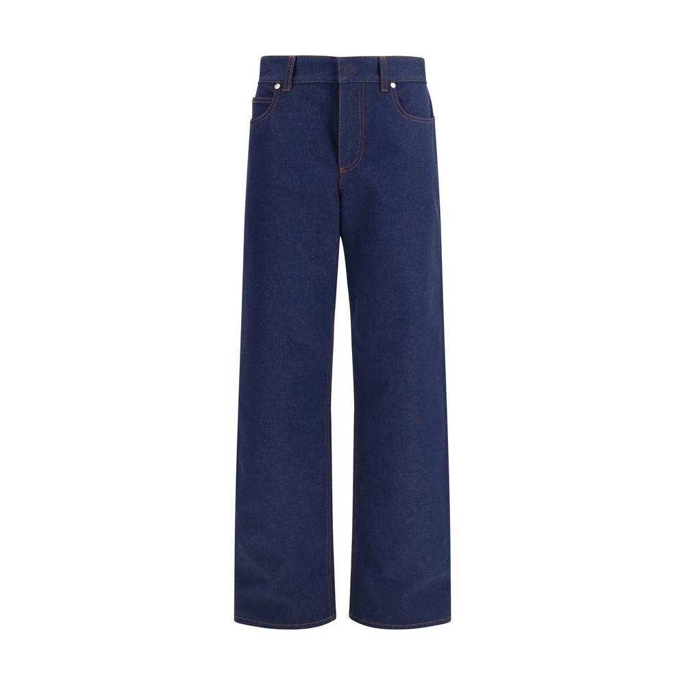 Fendi Blue Cotton Straight-Leg Jeans