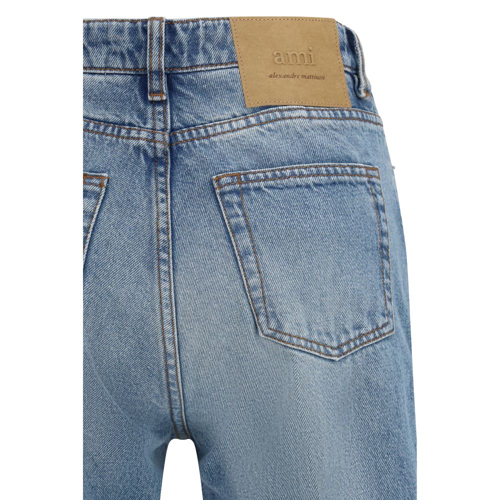 Ami Paris Blue Cotton Flared Jeans