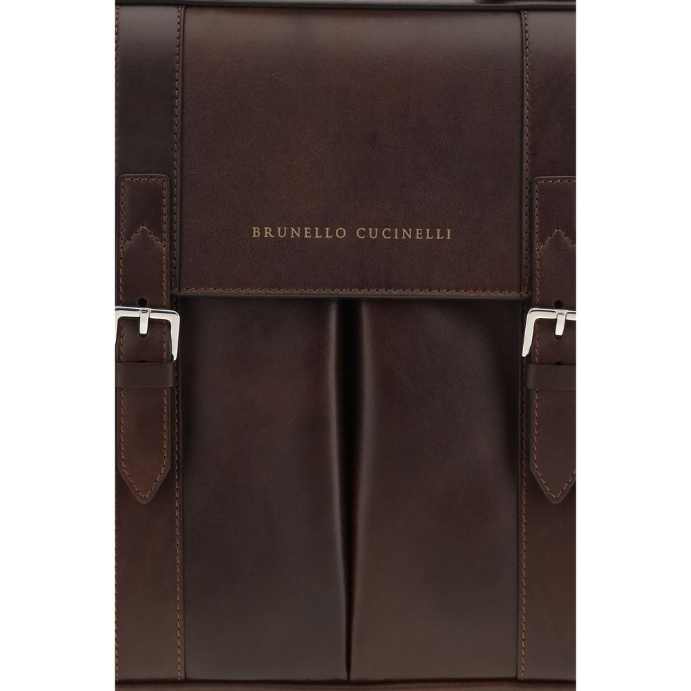 Brunello Cucinelli Bordeaux Calf Leather Bos Taurus Handbag