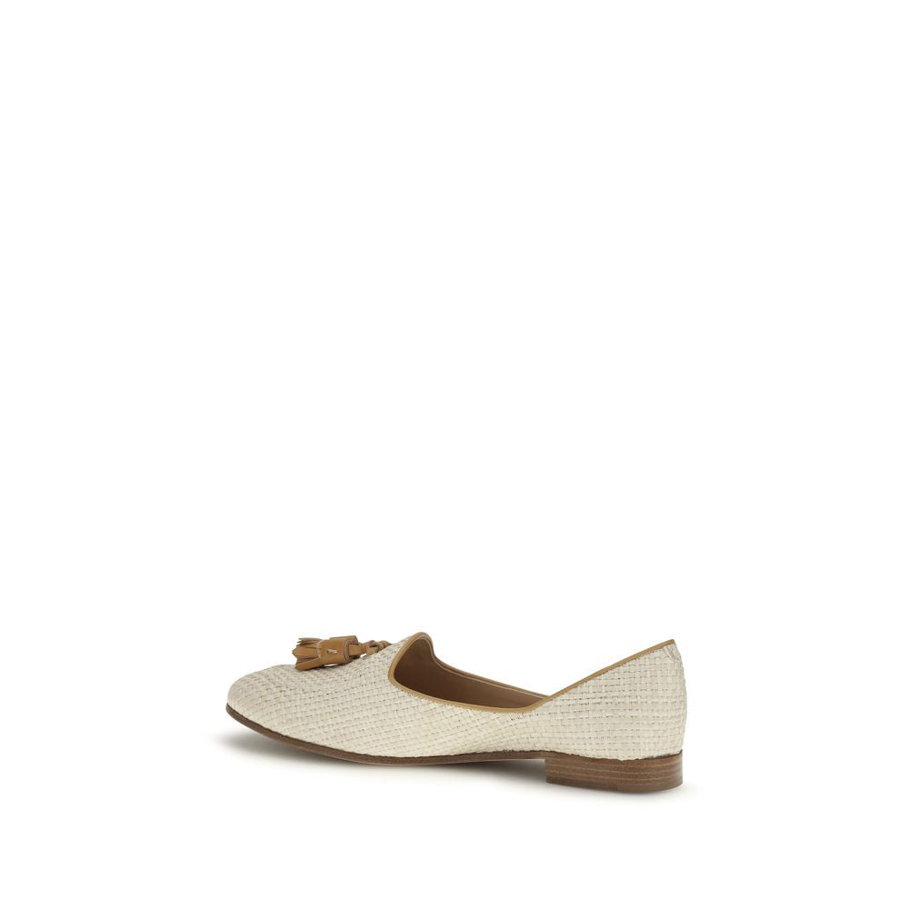 Fratelli Rossetti Beige Raffia Slip-On Loafers