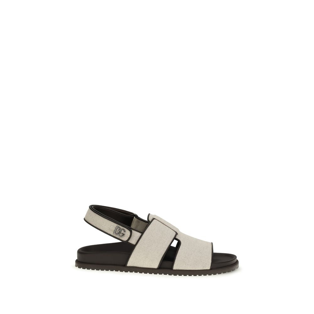 Dolce & Gabbana Beige Cotton Flat Sandals